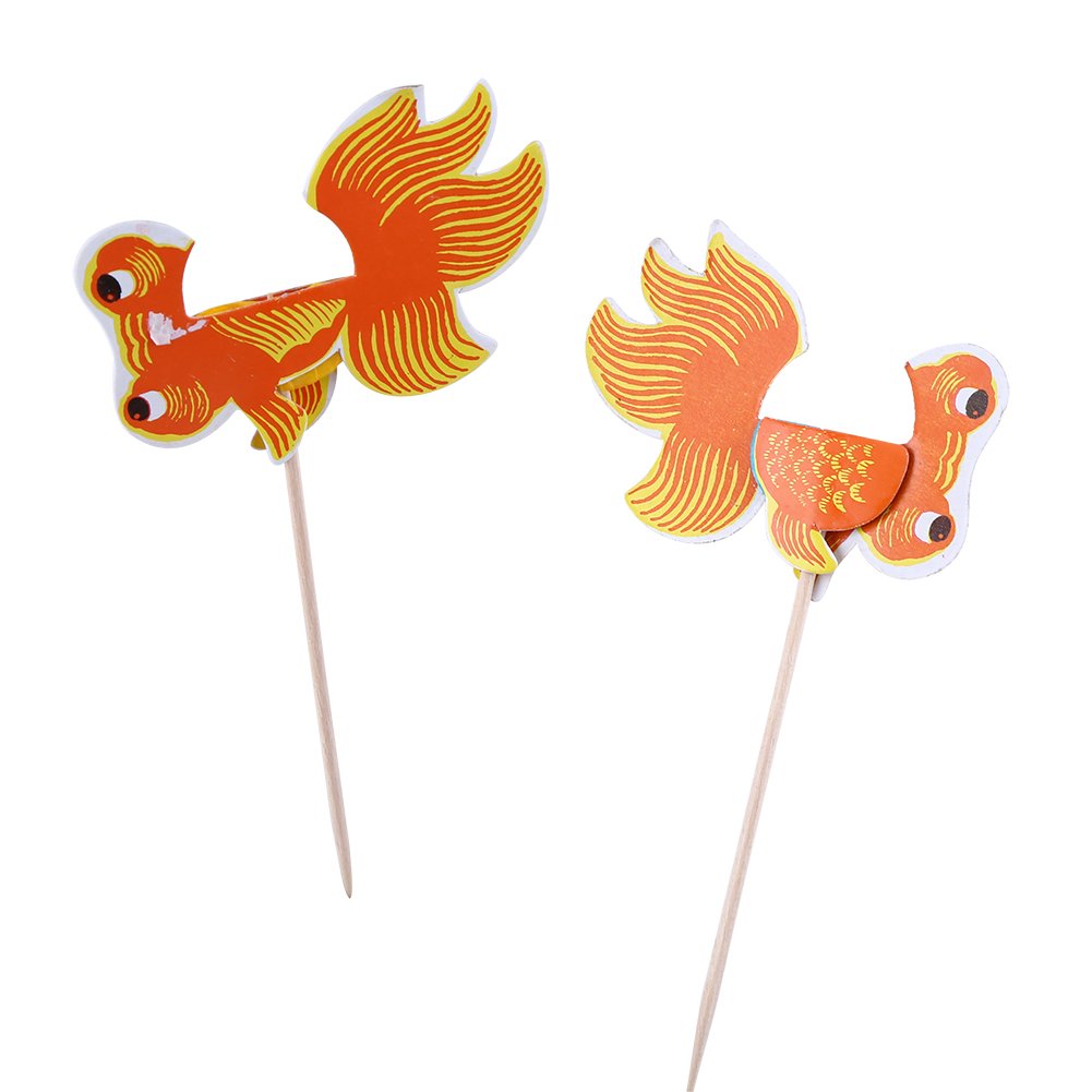 50 Pack Goldfish Cocktail Sticks - Elegant Peacock Umbrella Picks for Beverage, Fruit Cake, Party Decorations - Perfect for Cocktail Parties, Dessert Garnish & Wedding Receptions