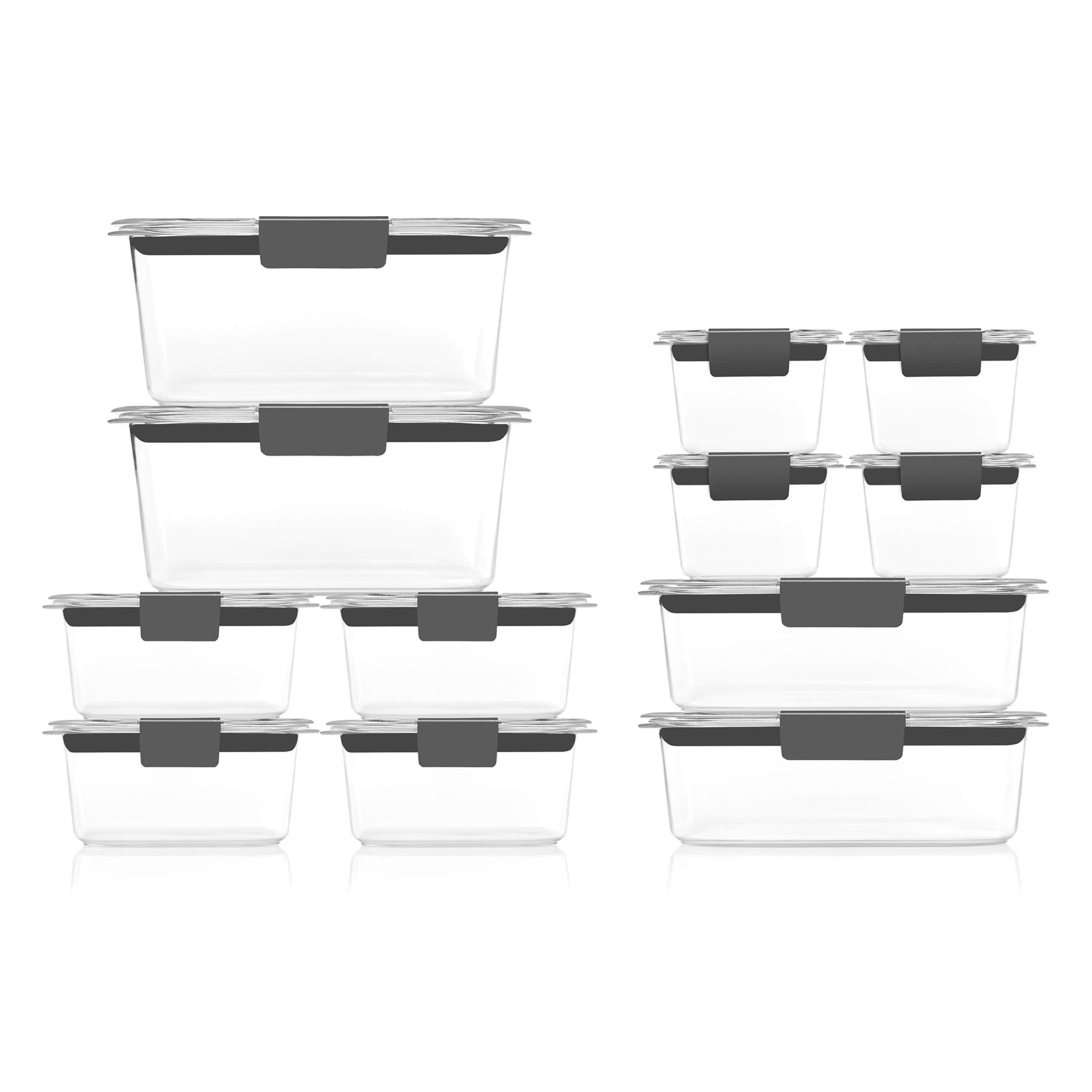 Rubbermaid Brilliance 24-Piece BPA-Free Food Storage Containers Set | Leakproof Plastic Lids, Clear Airtight Kitchen Organizers (3.2 Cup Medium, 5-Pack) - Perfect for Meal Prep, Leftovers & Pantry Organization