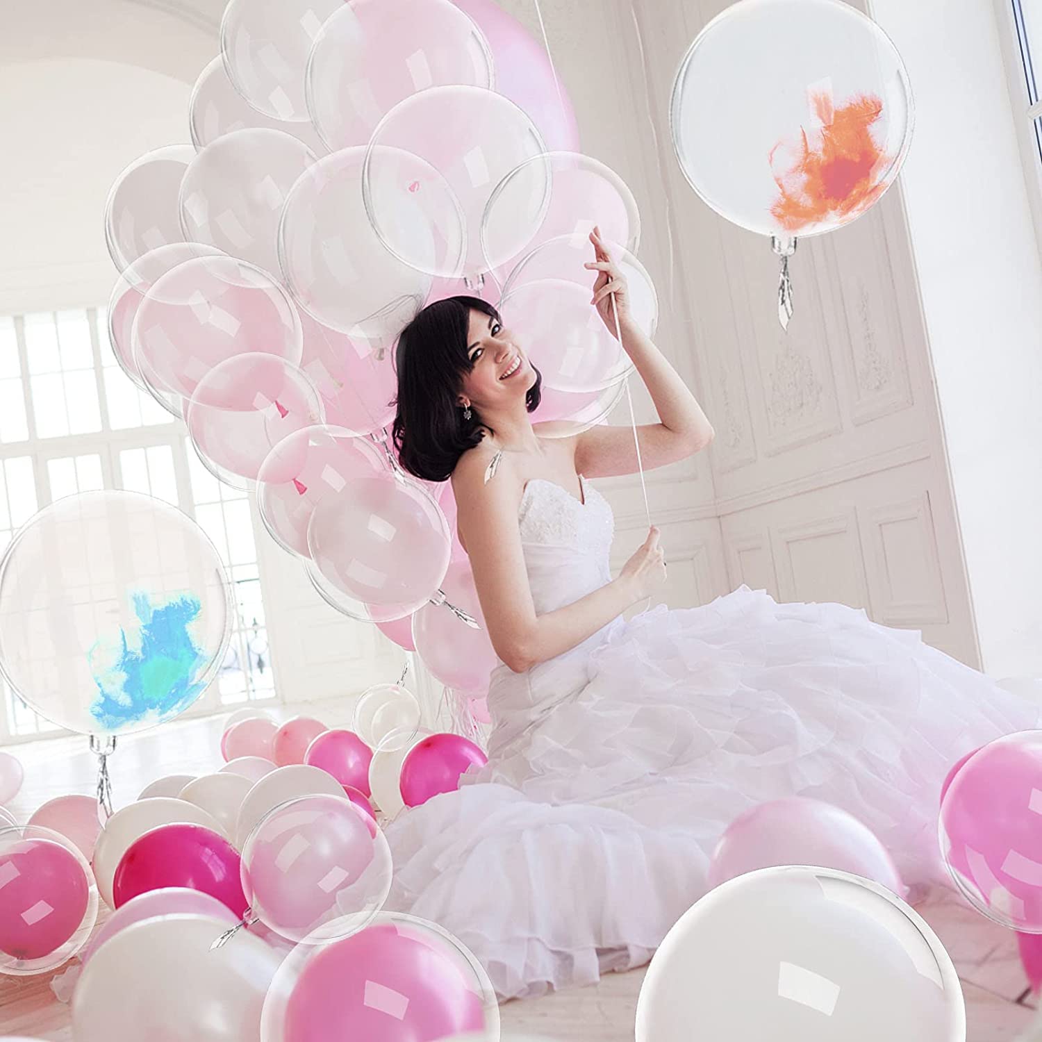16 Pcs Clear Bobo Balloons 24 Inch - Transparent Bubble Balloons Large Round Balloons Set for LED Lights, Birthday, Christmas, Wedding Party Decorations - Indoor & Outdoor Use for Events, Photo Backdrops, and Celebrations