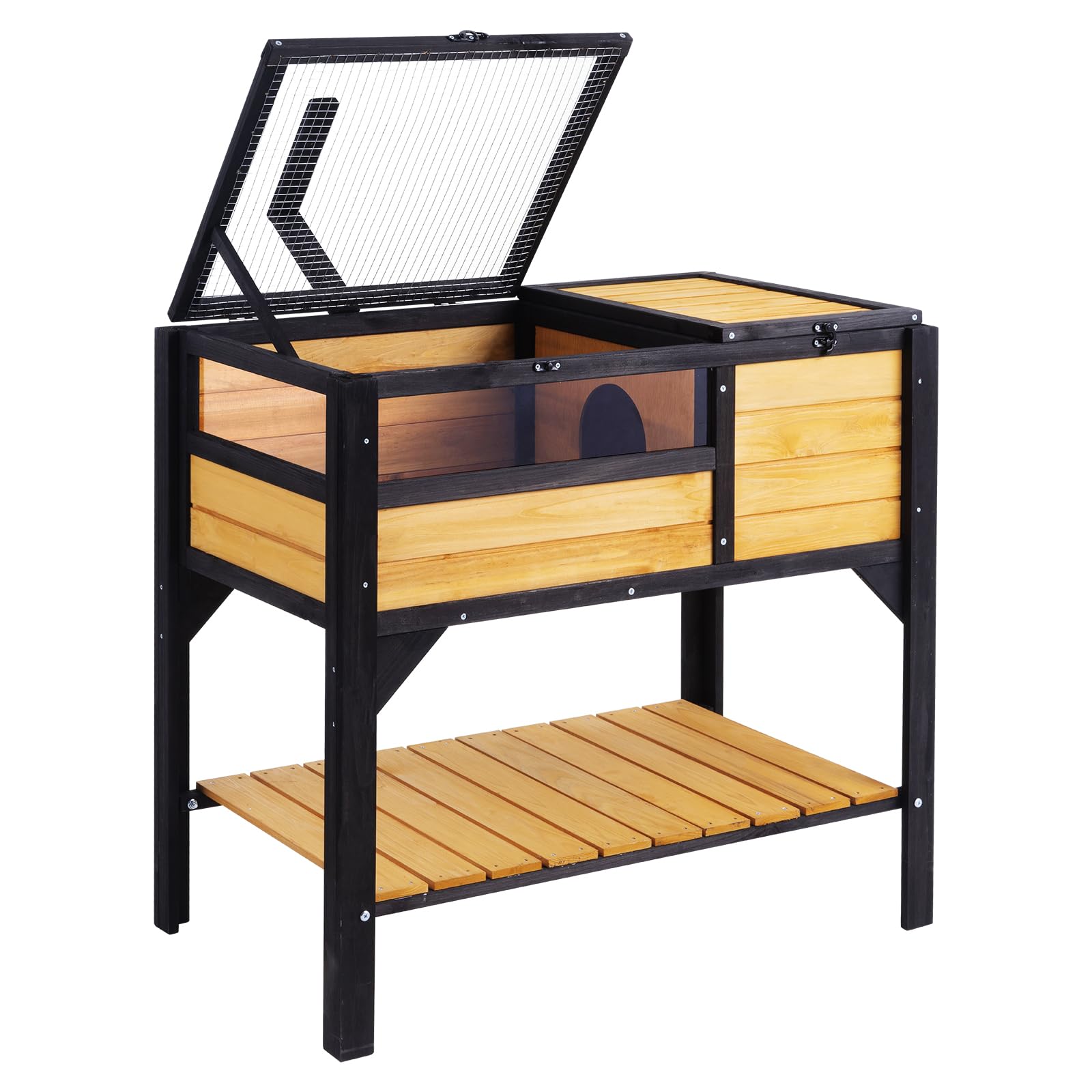 VEVOR Cedar Wooden Tortoise Habitat - Indoor & Outdoor Reptile Enclosure with Light Stand & Legs for Geckos, Lizards, Snakes | Durable Small Animal Cage for Pet Turtles & Tortoises - Perfect for Backyard Gardens, Terrariums & Reptile Shelters