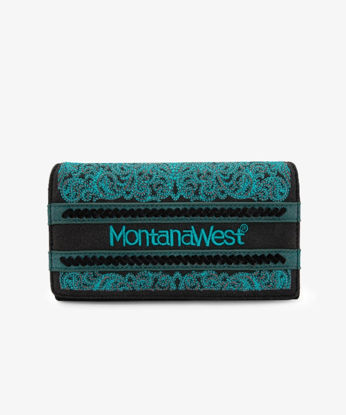 Montana West Embroidered Wallet for Women - Stylish Leather Clutch with RFID Protection | Perfect for Travel, Shopping & Everyday Use