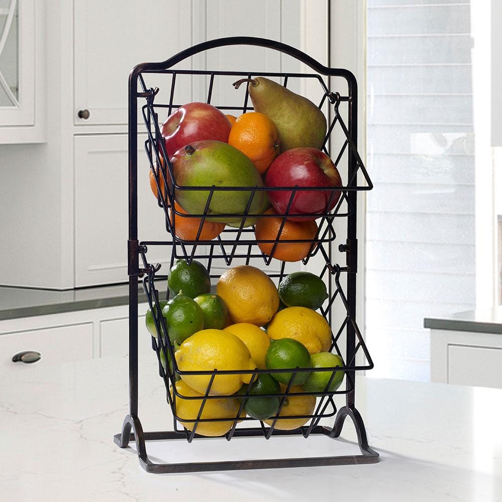 2 Tier Hanging Storage Baskets - Space Saving Organizer for Closet, Bathroom & Nursery - Perfect for Towels, Toys & Small Items