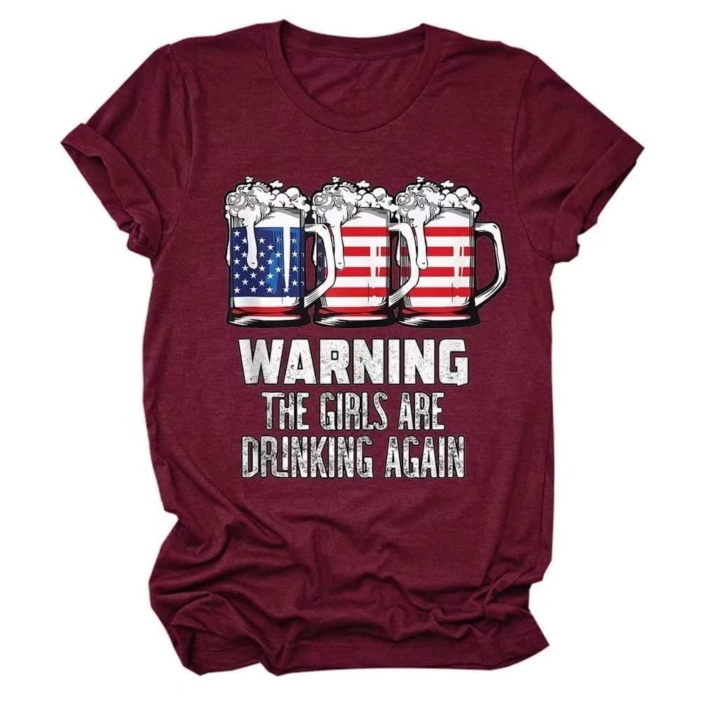 Funny 'Warning The Girls Are Drinking Again' Graphic T-Shirt - Best Friend Gift for Women - Perfect for Girls' Night Out, Bachelorette Parties & Casual Hangouts