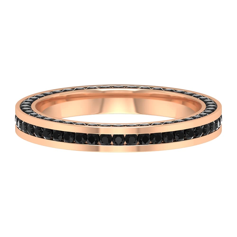 2.50 CT Black Onyx Eternity Ring for Women - 14K Solid Gold December Birthstone Ring - Elegant Black Onyx & Gold Band for Anniversary, Wedding, or Gift - Perfect for Everyday Wear & Special Occasions