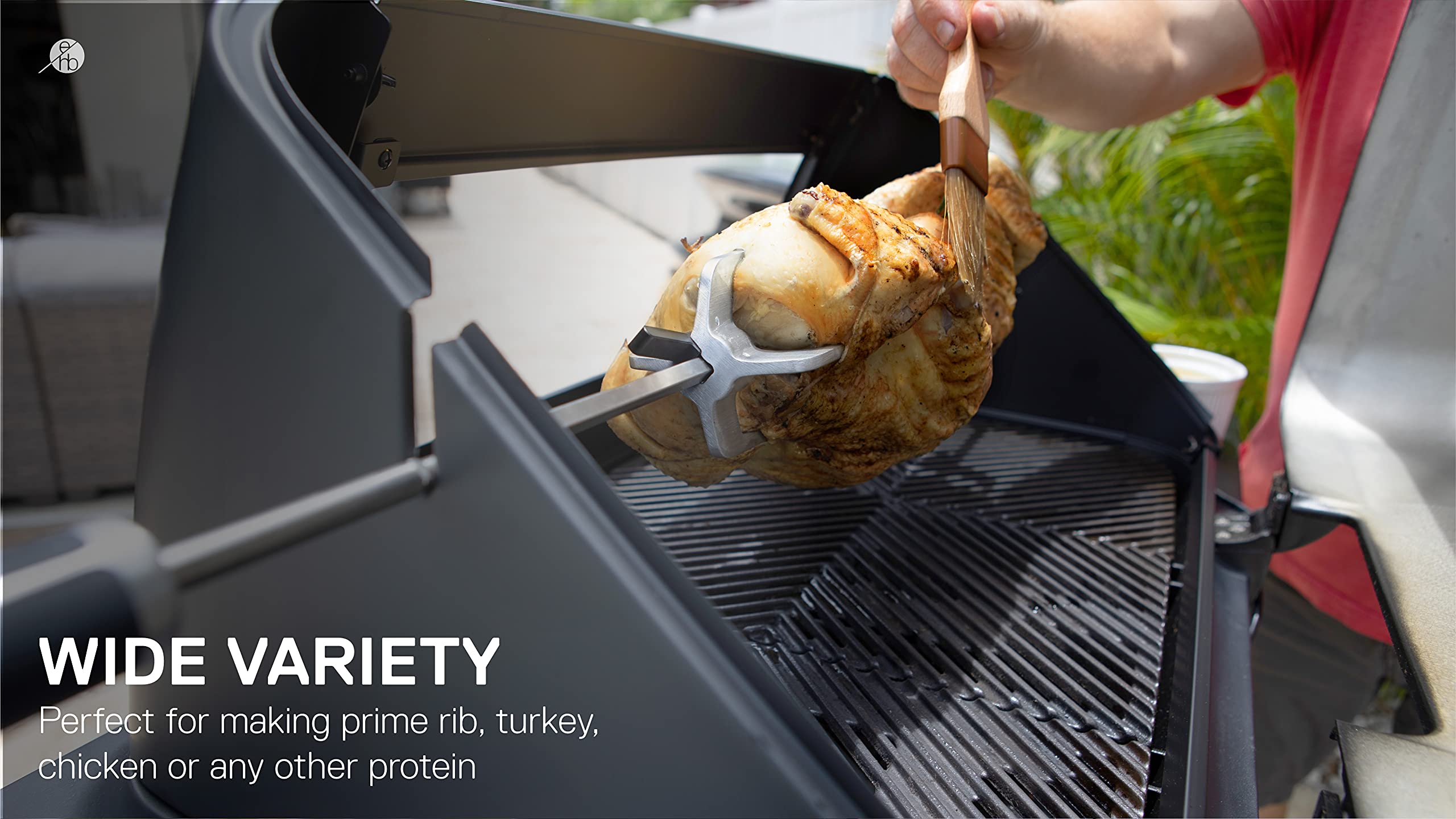 Everdure Rotisserie Kit with Internal Viewing Light - Compatible with Gas Grills | Rotating Spit with Large Glass Window & Collapsible Design | Perfect for Backyard BBQs, Camping & Outdoor Cooking