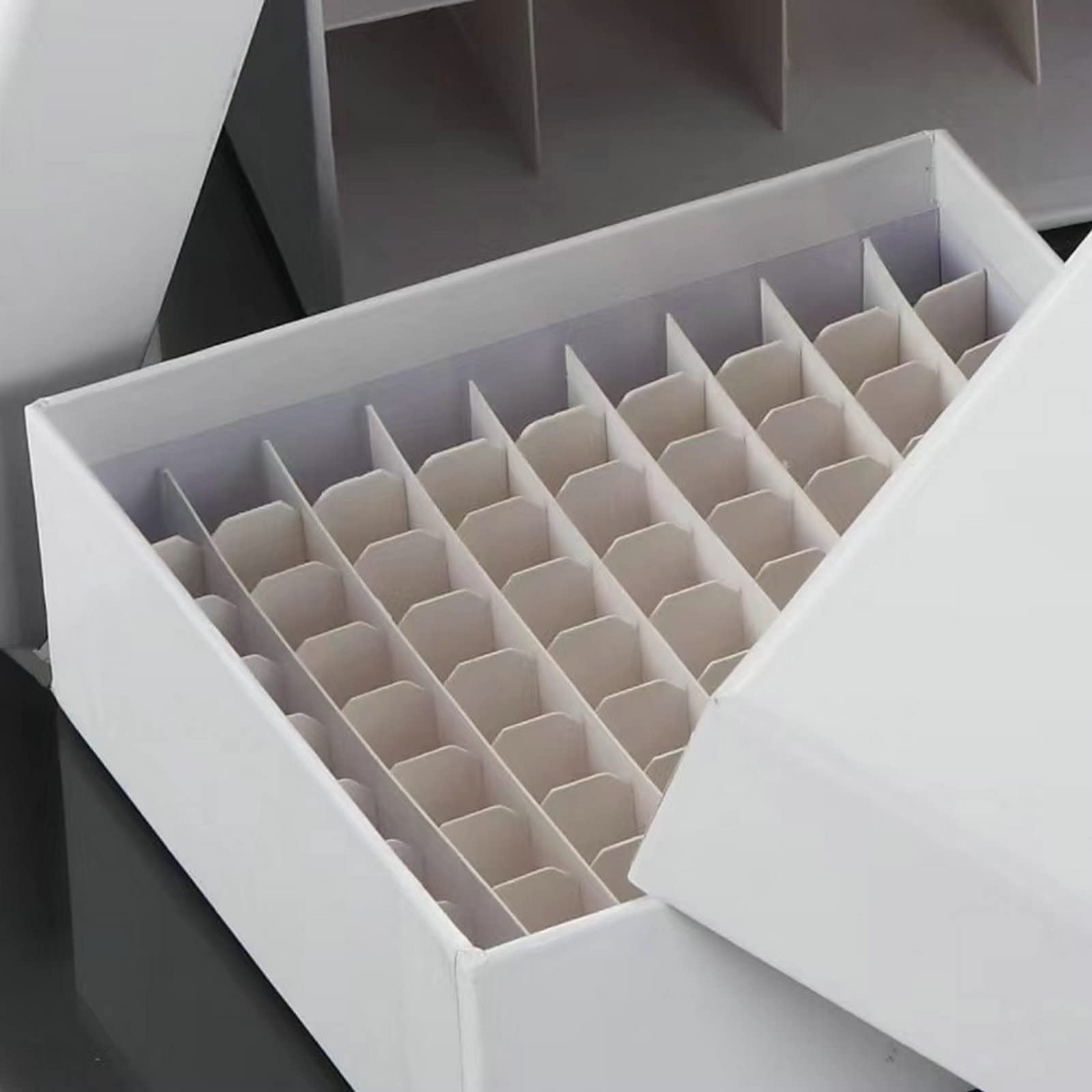 White Cardboard Freezer Box with Water & Ice Resistant Coating - 81 Place Storage for 1.5-2.0 mL Cryovials (Pack of 12) | Ideal for Lab Sample Storage, Biobanking & Medical Research