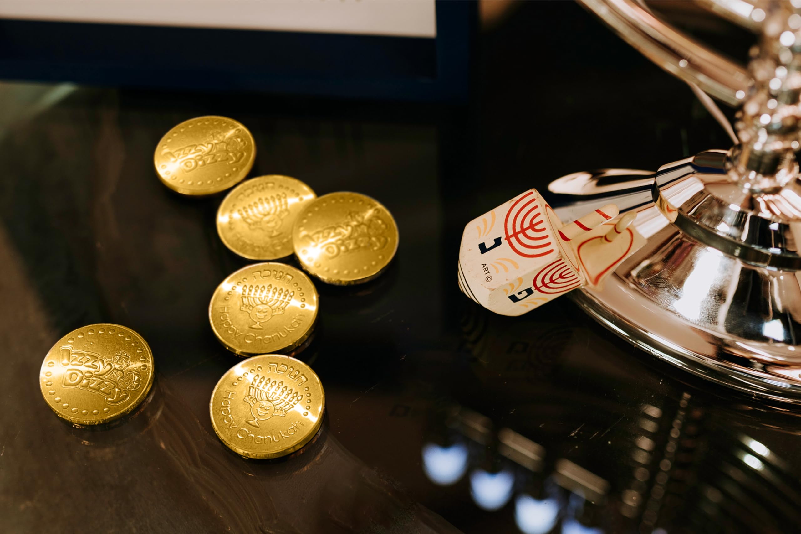 Kosher Milk Chocolate Hanukkah Gelt Coins - Nut Free Dairy, Menorah Embossed - 25 Pack for Hanukkah Celebrations, Party Favors, and Holiday Gift Giving