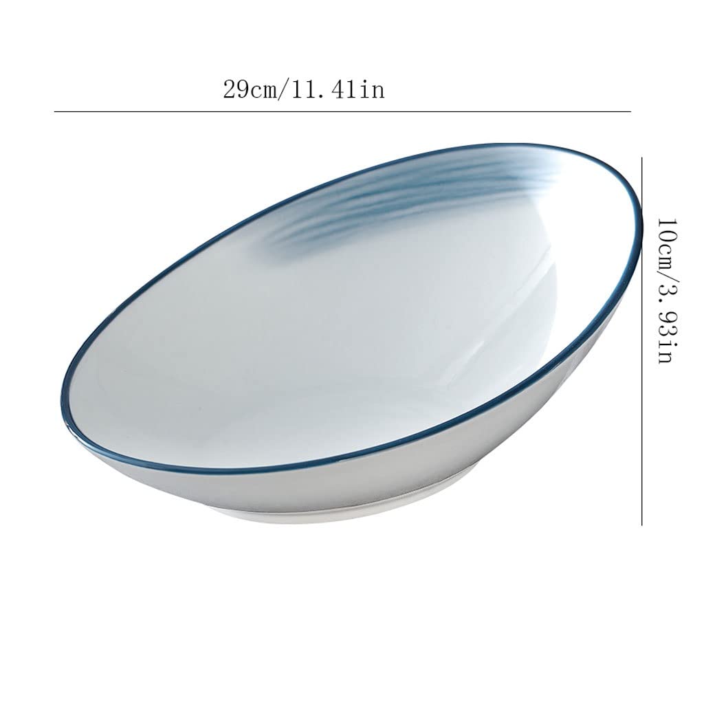 Premium Ceramic Dinner Plates & Soup Bowls Set - Large Oblique Salad Bowl, Pasta Bowl, Ramen Bowl for Home, Kitchen & Restaurant Use - Durable Vegetable & Fruit Serving Dishes (Color: A2pc) - Perfect for Family Meals, Entertaining Guests & Commercial Food Service