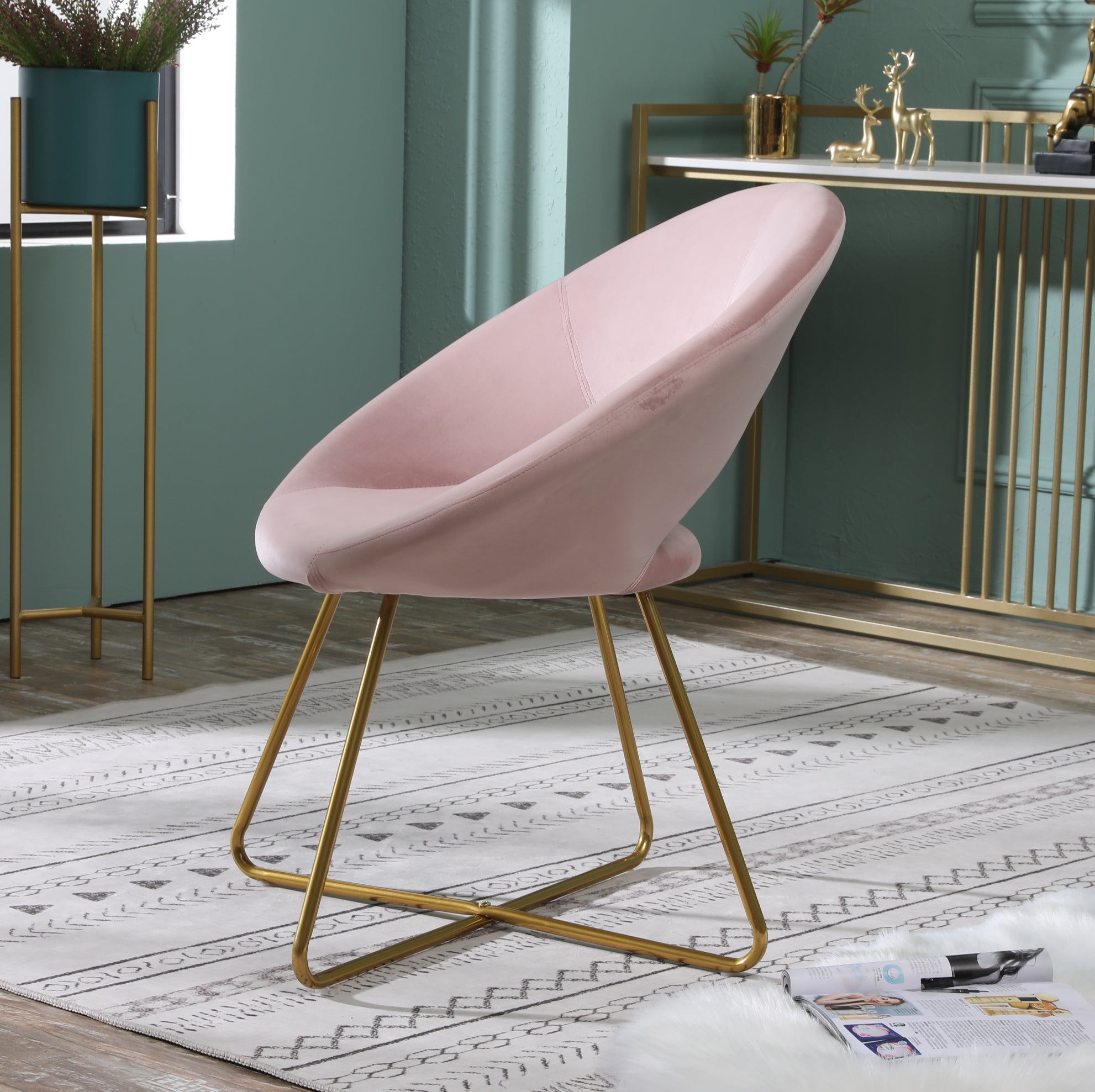 Roundhill Furniture Slatina Silky Velvet Upholstered Accent Chair - Modern Velvet Lounge Chair with Solid Wood Legs for Living Room, Bedroom & Office Decor