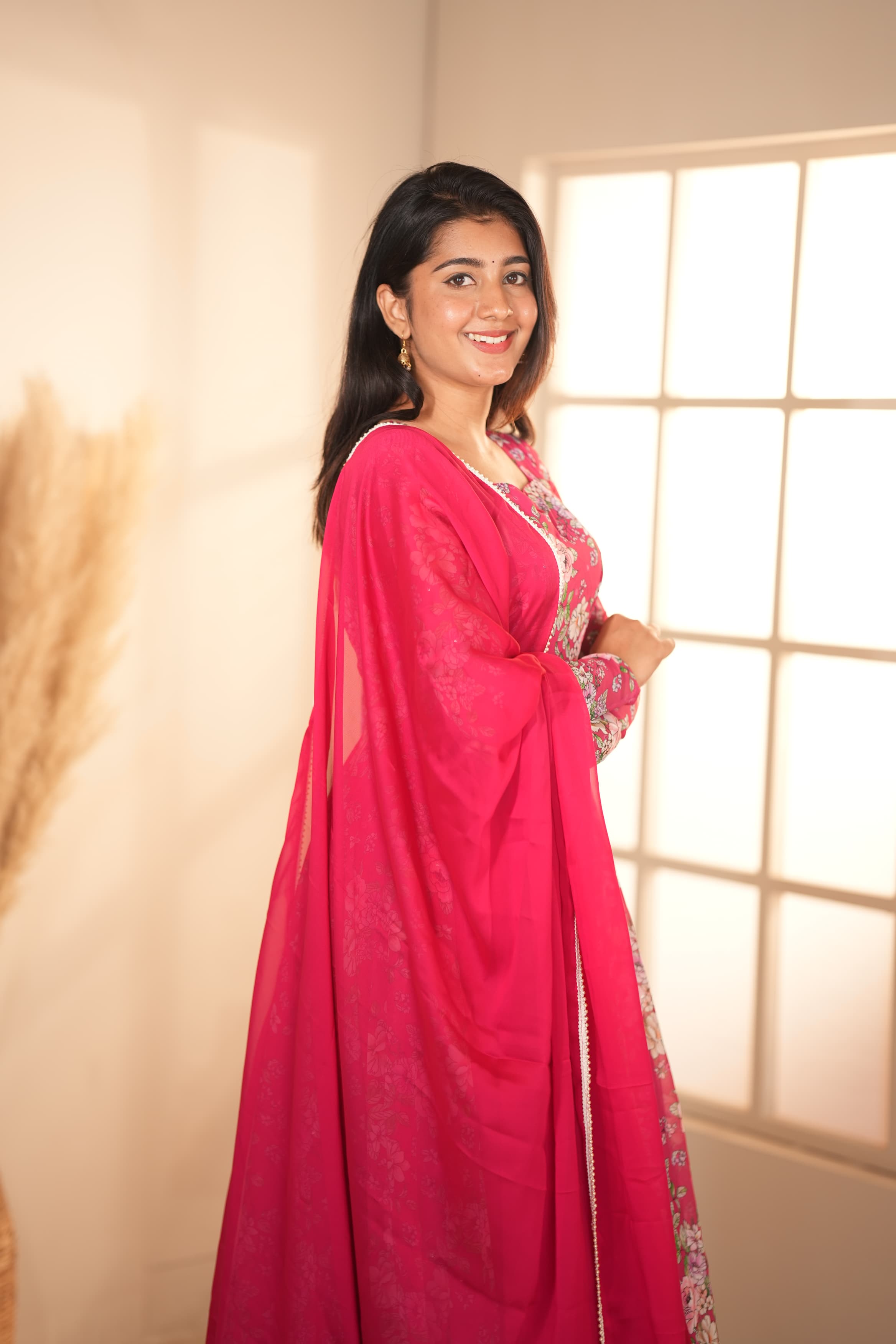 DD598 Malarini Floral Anarkali Dress - Elegant Indian Ethnic Wear for Women | Perfect for Weddings, Parties & Festive Occasions