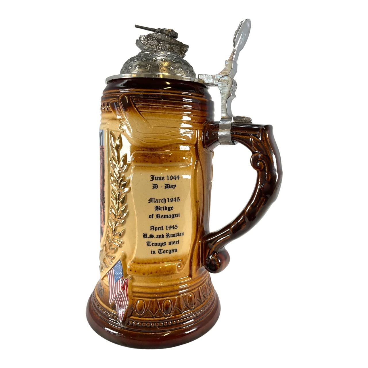 VE Day World War II 75th Anniversary Limited Edition German Stoneware Beer Stein .75L - Authentic Collectible German Beer Mug for WWII History Enthusiasts - Perfect for Home Bars, Man Caves & Historical Displays