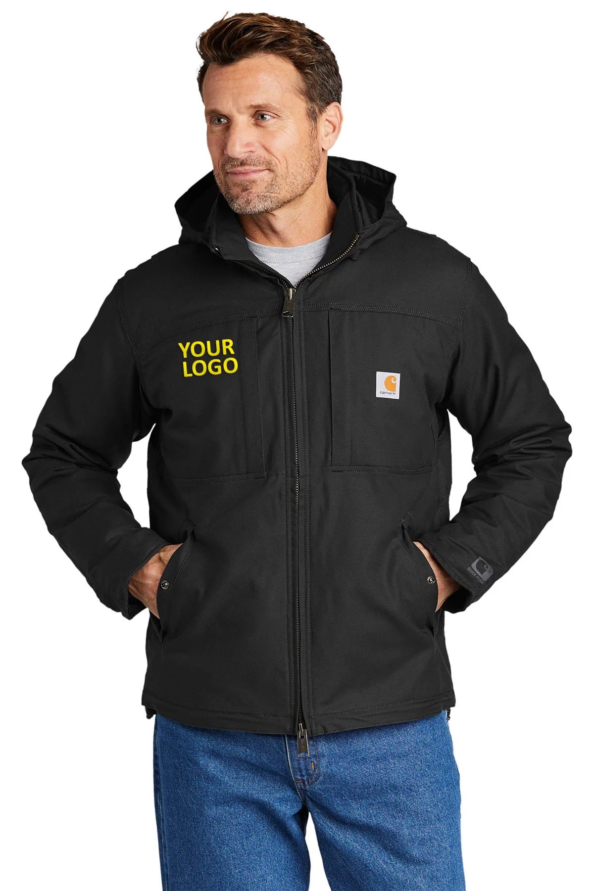 Carhartt Full Swing Cryder Jacket for Men - Durable Work Jacket with Branded Logo, Black - Ideal for Construction, Outdoor Work & Heavy-Duty Activities