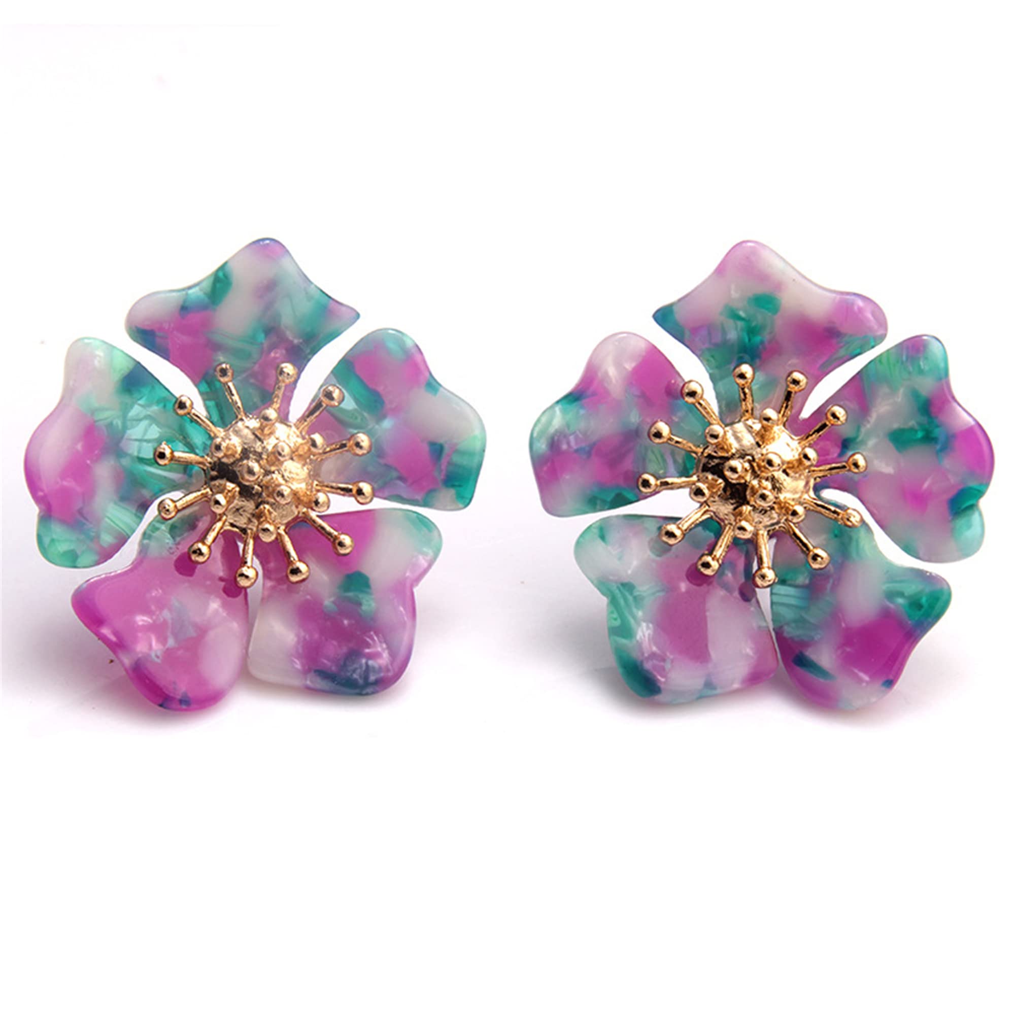 Bohemian Sparkly Acrylic Flower Stud Earrings for Women - Elegant Daisy & Sunflower Drop Dangle Earrings with Gold Bud | Perfect Gift for Sister, Mom, Lover & Friends | Great for Parties, Weddings & Everyday Wear