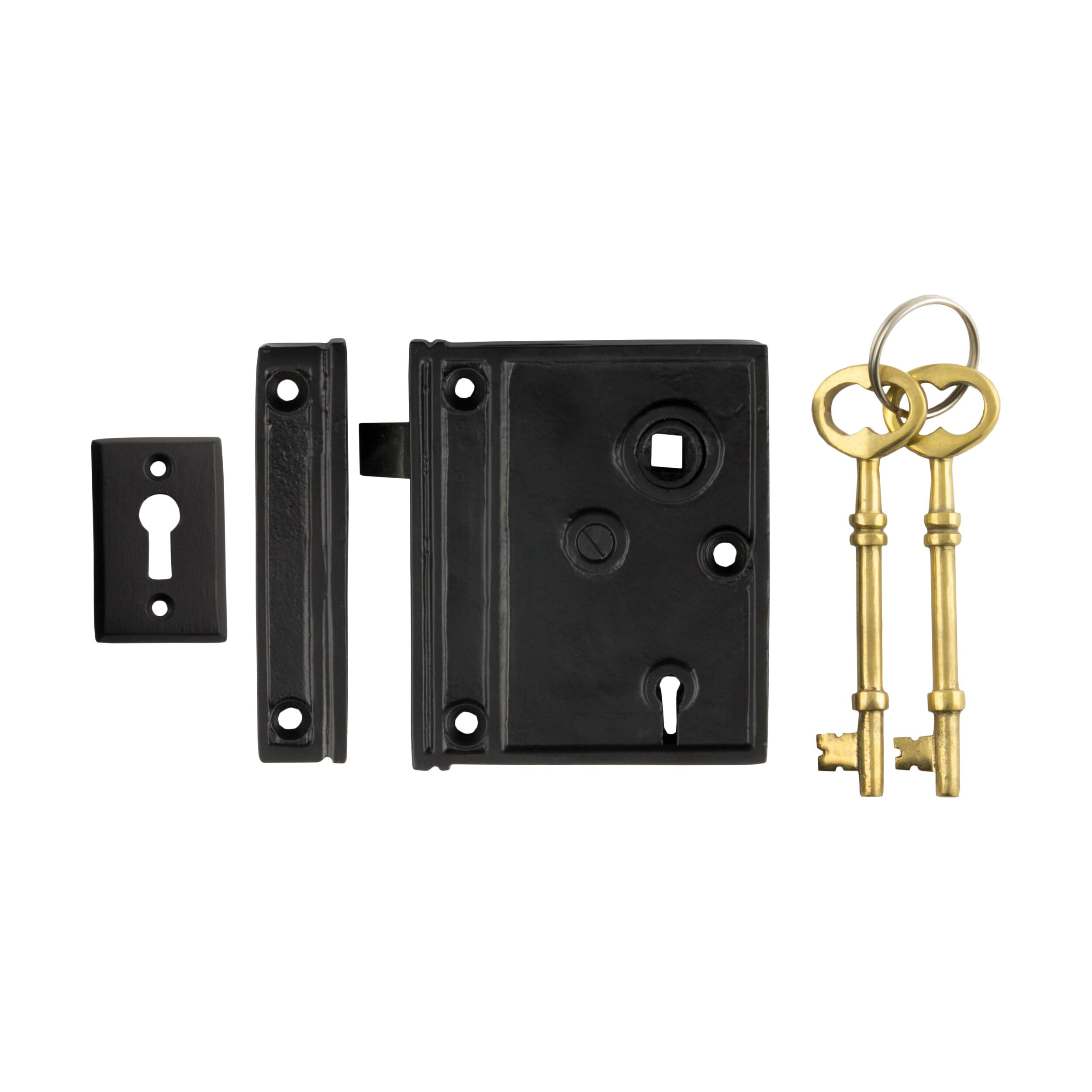 2011 Rim Lock Matte Black 95mm x 80mm with 58mm Backset - Secure Door Hardware for Home, Office & Commercial Use