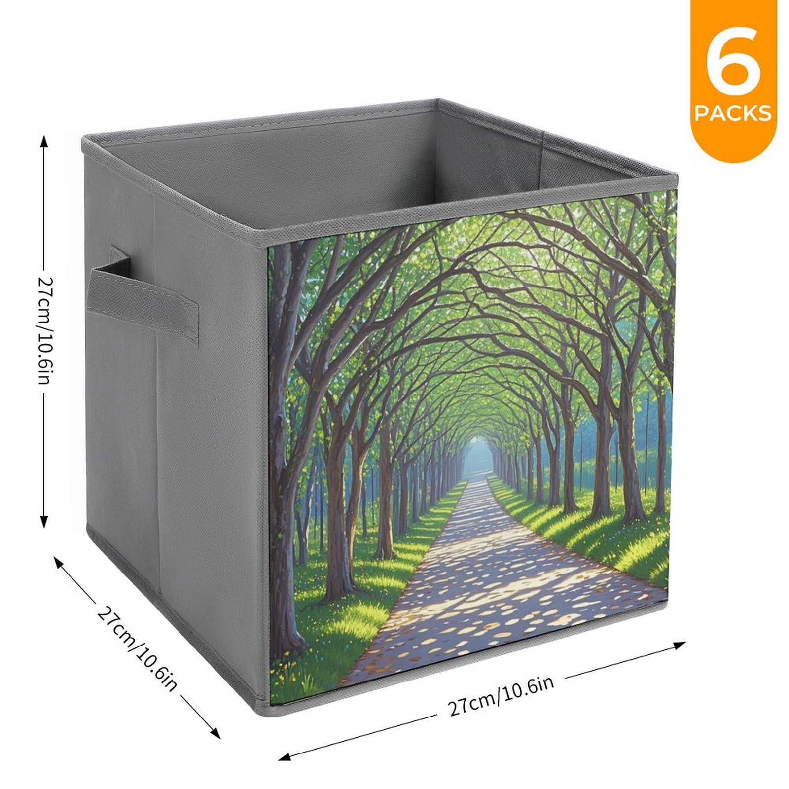 6PCS Foldable Storage Bins - Large Capacity Storage Boxes with Handles, Forest Oak Tree Printed Fabric Storage Cubes for Playroom, Office & Home Organization | Perfect for Toys, Books, Clothes & Household Items Storage