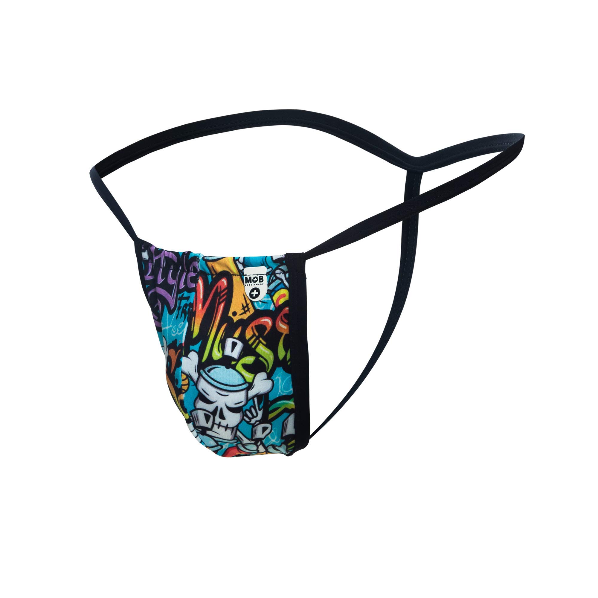 MALEBASICS MOB Print G-String Thong Underwear for Men - XL Size, Music Design - Perfect for Dance, Cosplay & Sensual Wear