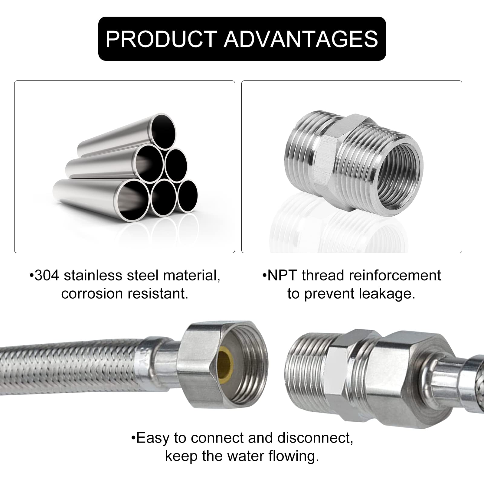 Premium Stainless Steel Garden Hose Adapter - 3/4