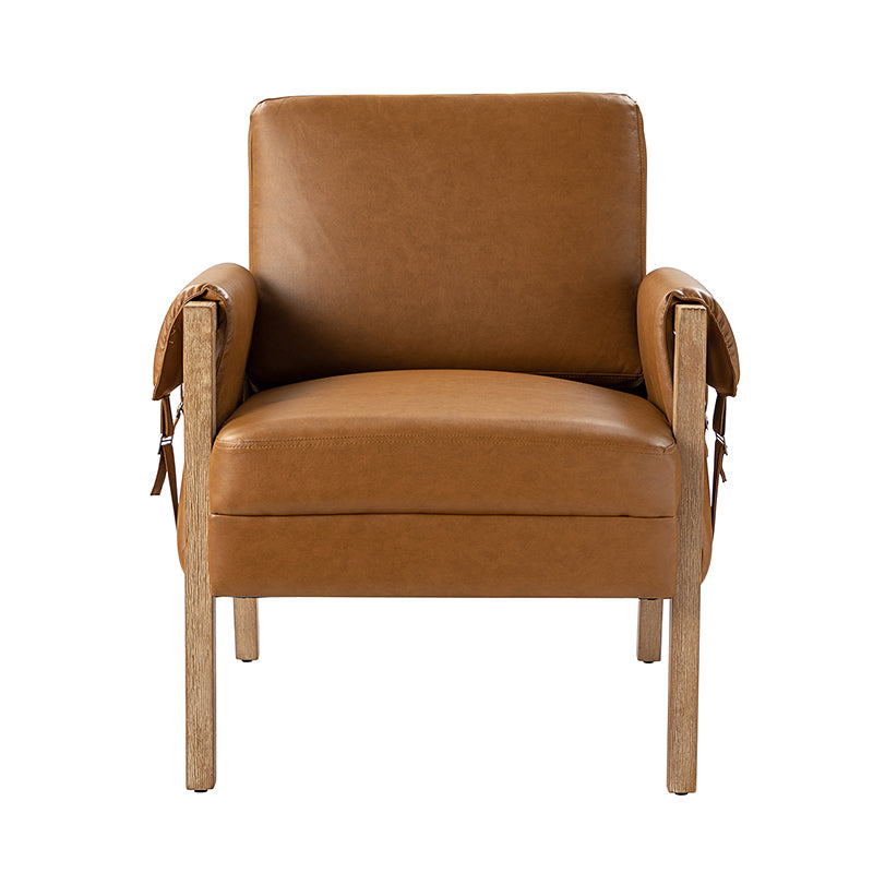 Kelly Vegan Leather Armchair - Modern PU Leather Accent Chair for Living Room, Bedroom & Office - Comfortable Mid-Century Style Lounge Chair with Sturdy Metal Legs - Perfect for Small Spaces, Apartments & Dorm Rooms