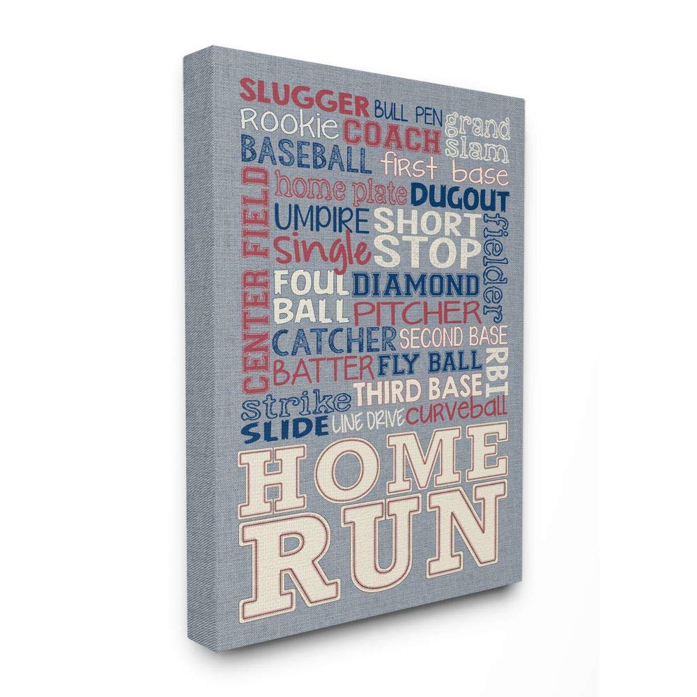 Stupell Industries Baseball Typography Denim Feel Canvas Wall Art - 36x48 Inches, Designed by Artist Erica Billups - Perfect for Sports Themed Home Decor, Man Cave, or Baseball Fan Gifts