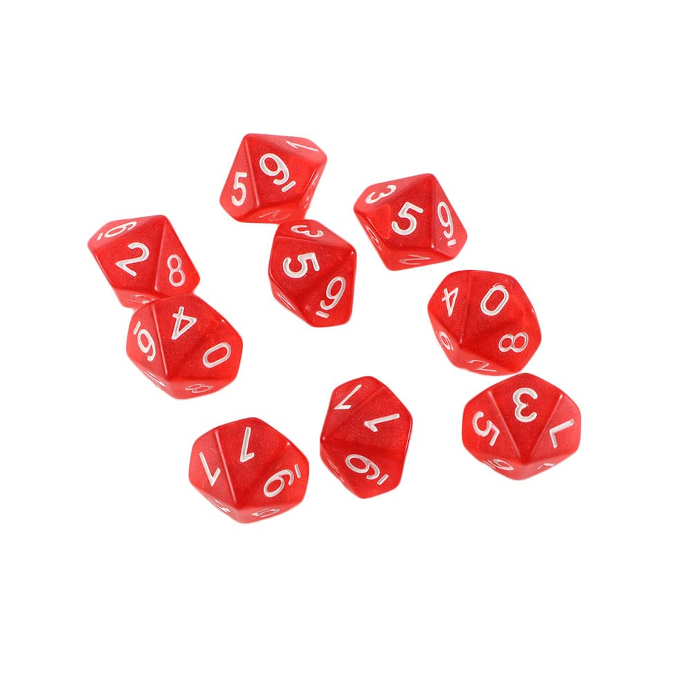 10Pcs Durable Acrylic Dice Set for KTV & Table Games - Multi-Colored 10-Sided Entertainment