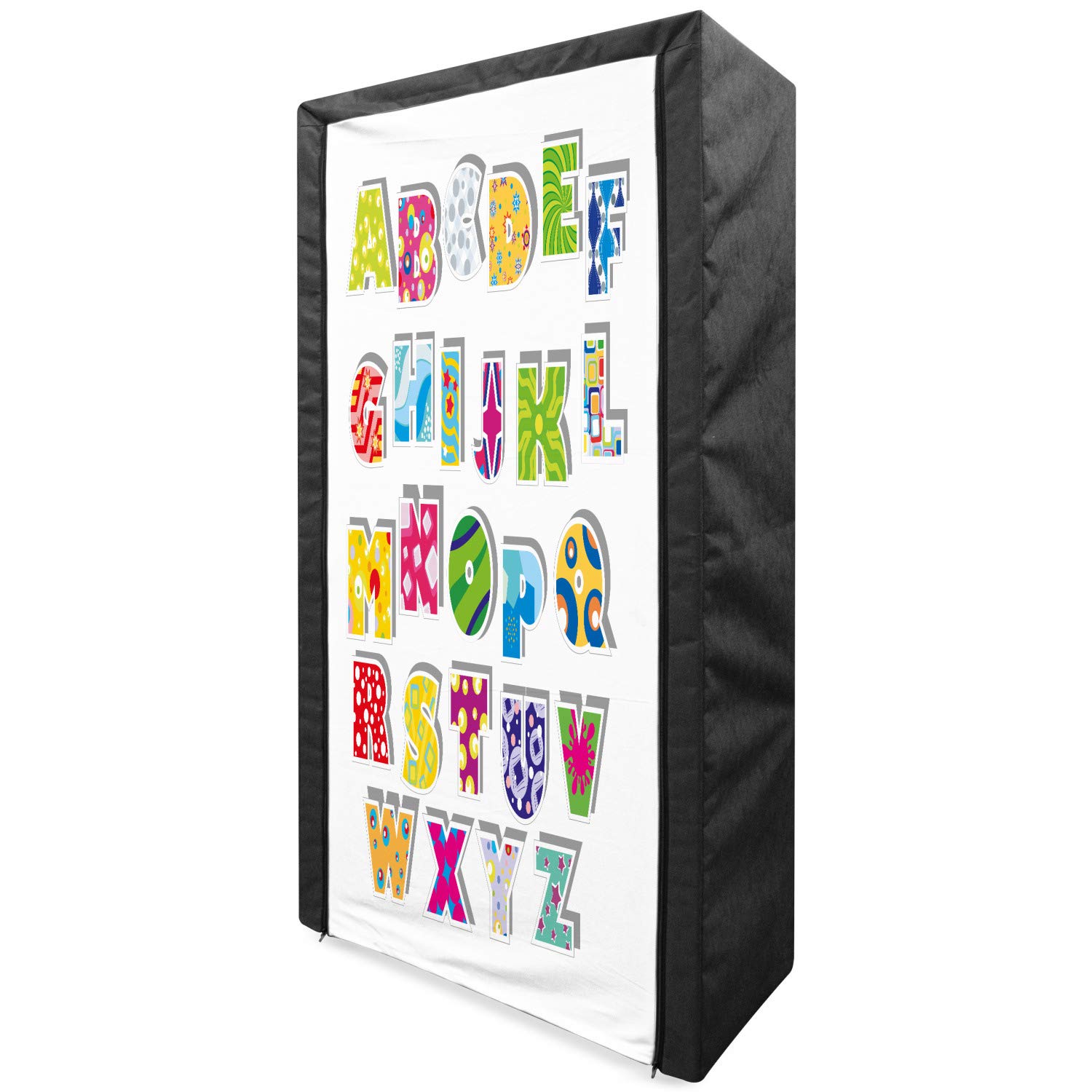 Ambesonne Portable Fabric Wardrobe with Full Alphabet Design - Abstract Dots, Squares & Paint Splashes Pattern - 33.5