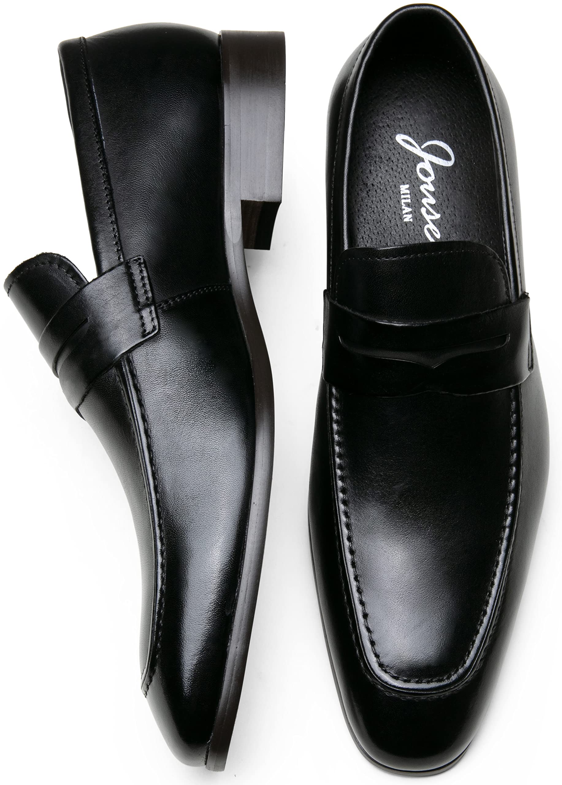 Premium Men's Penny Loafers - Genuine Leather Slip-On Dress Shoes for Business & Formal Occasions - Comfortable Office Work & Wedding Shoes for Men