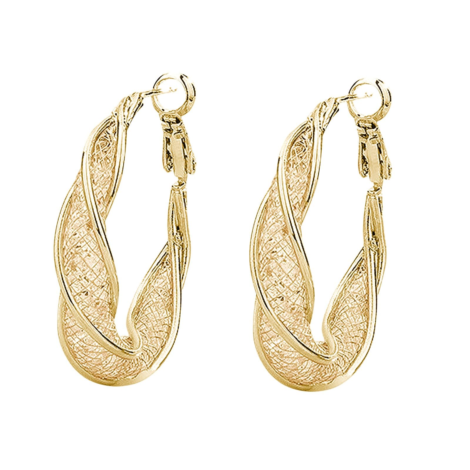 Elegant Hollow-Out Twisted Mesh Hoop Earrings for Women & Girls | Sparkling Dainty Jewelry for Birthday, Valentine's Day Gifts | Perfect for Parties, Date Nights & Special Occasions
