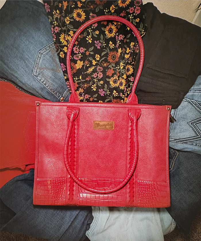 Wrangler Cow Print Wide Tote Bag - Stylish & Spacious Women's Handbag for Work, Travel & Shopping