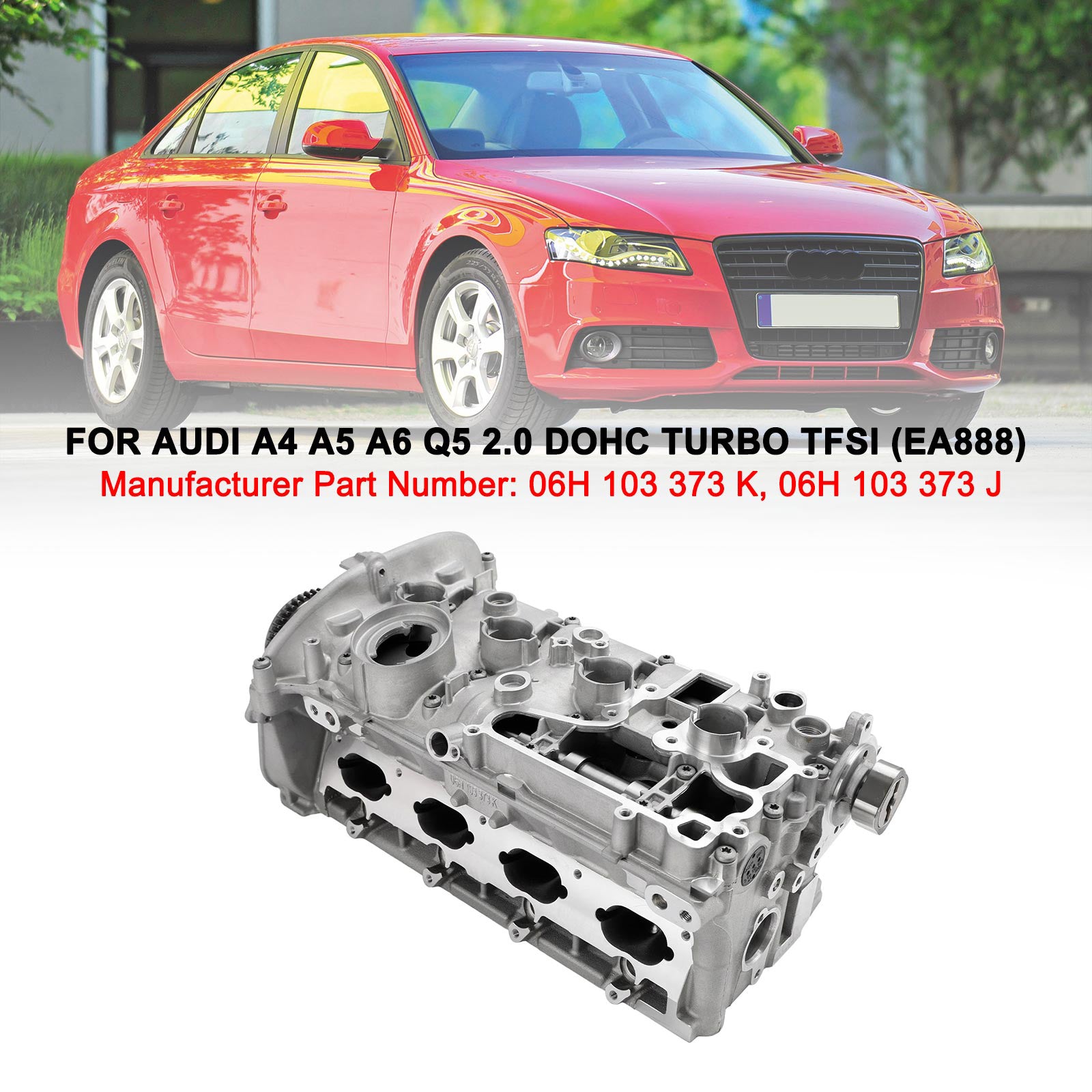 06H103373J Cylinder Head Assembly & Crankshaft for AUDI A4 A5 A6 Q5 2.0L DOHC TFSI (EA888) Engine - Replacement Part for Performance Repair & Maintenance | Perfect for Engine Overhaul, Head Gasket Replacement & Vehicle Restoration