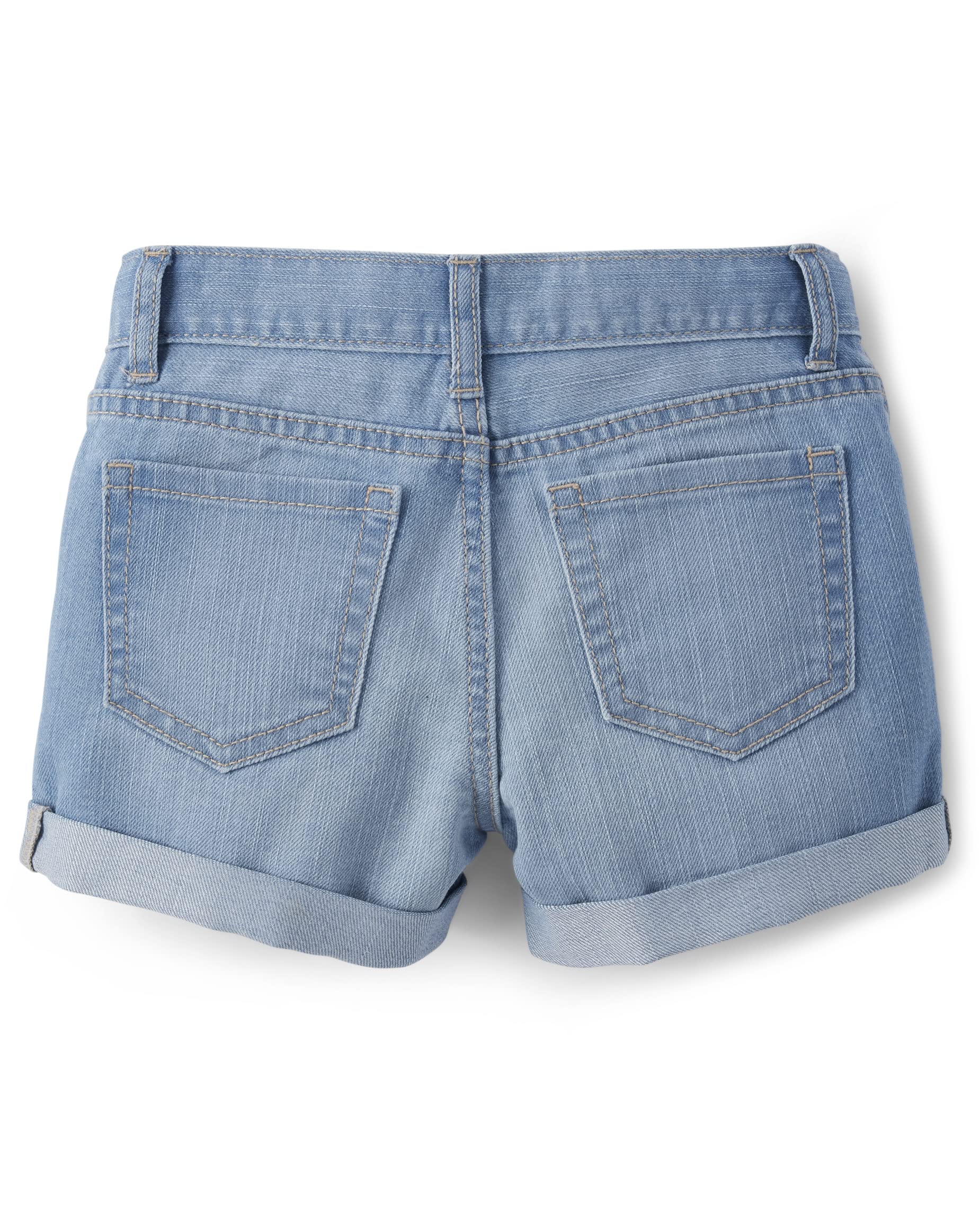 The Children's Place Girls Roll Cuff Denim Shorts - Cute & Comfortable Jean Shorts for Toddler & Little Girls - Perfect for Summer Play, Beach Days & Casual Outfits