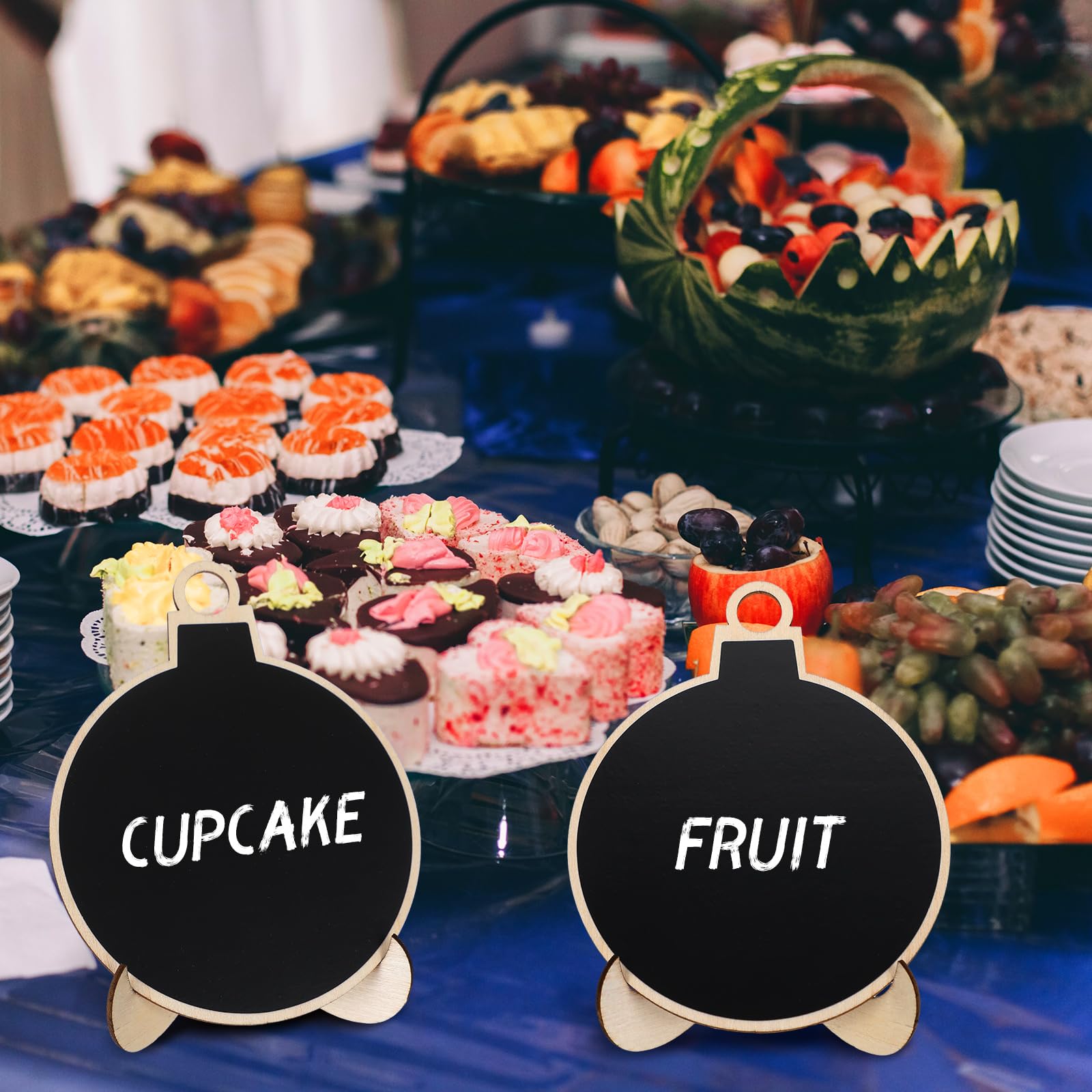 20 Pack Mini Chalkboard Signs with Stand - 3.94x3.94 Inch Wooden Blackboard & Chalk Marker for Christmas, Weddings, Parties - Perfect for Food Labels, Table Numbers, Welcome Signs & Holiday Decorations