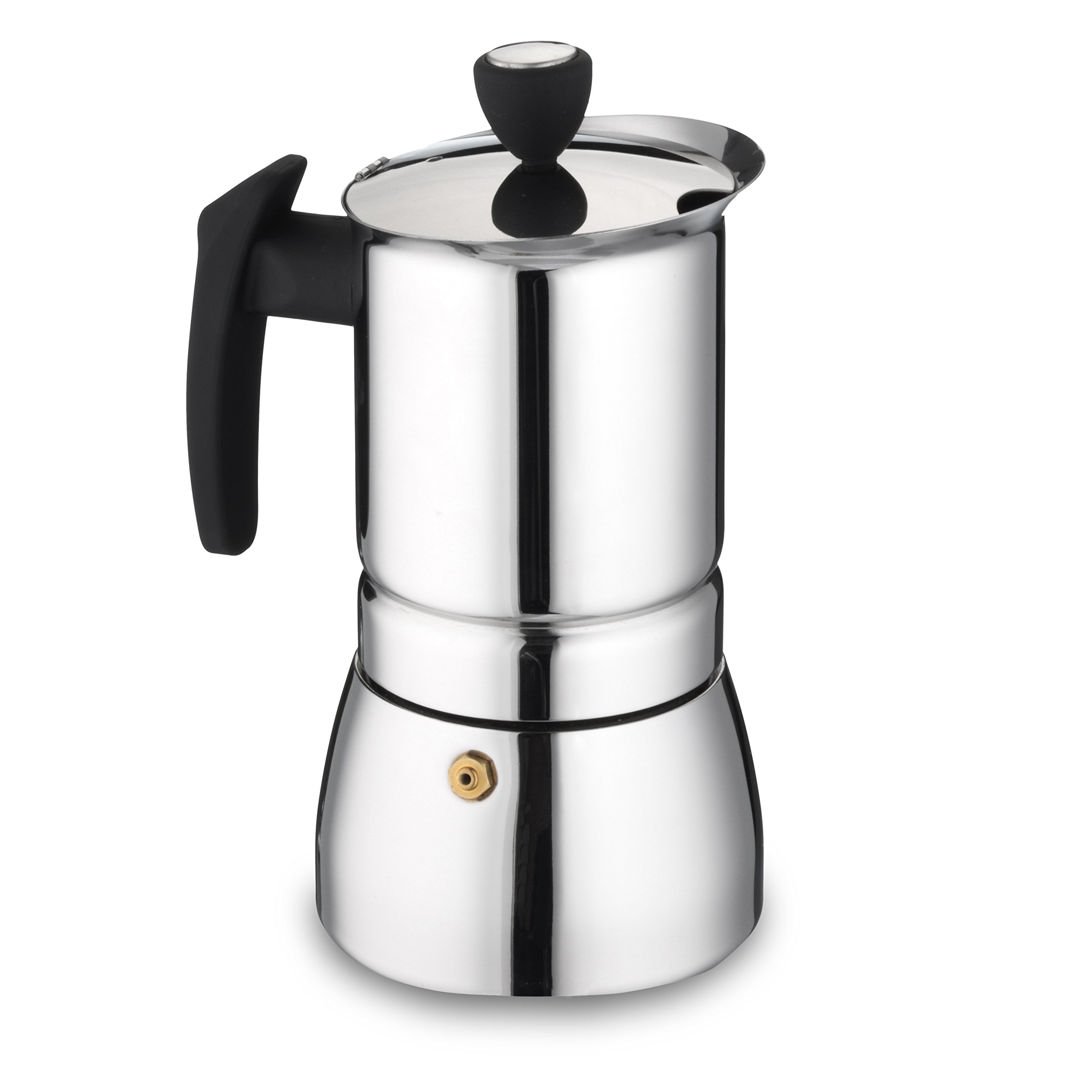 Café Ole SSICM-06 6-Cup Stainless Steel Espresso Coffee Maker - Silver | Perfect for Home, Office & Small Cafes | Fast Brewing & Compact Design