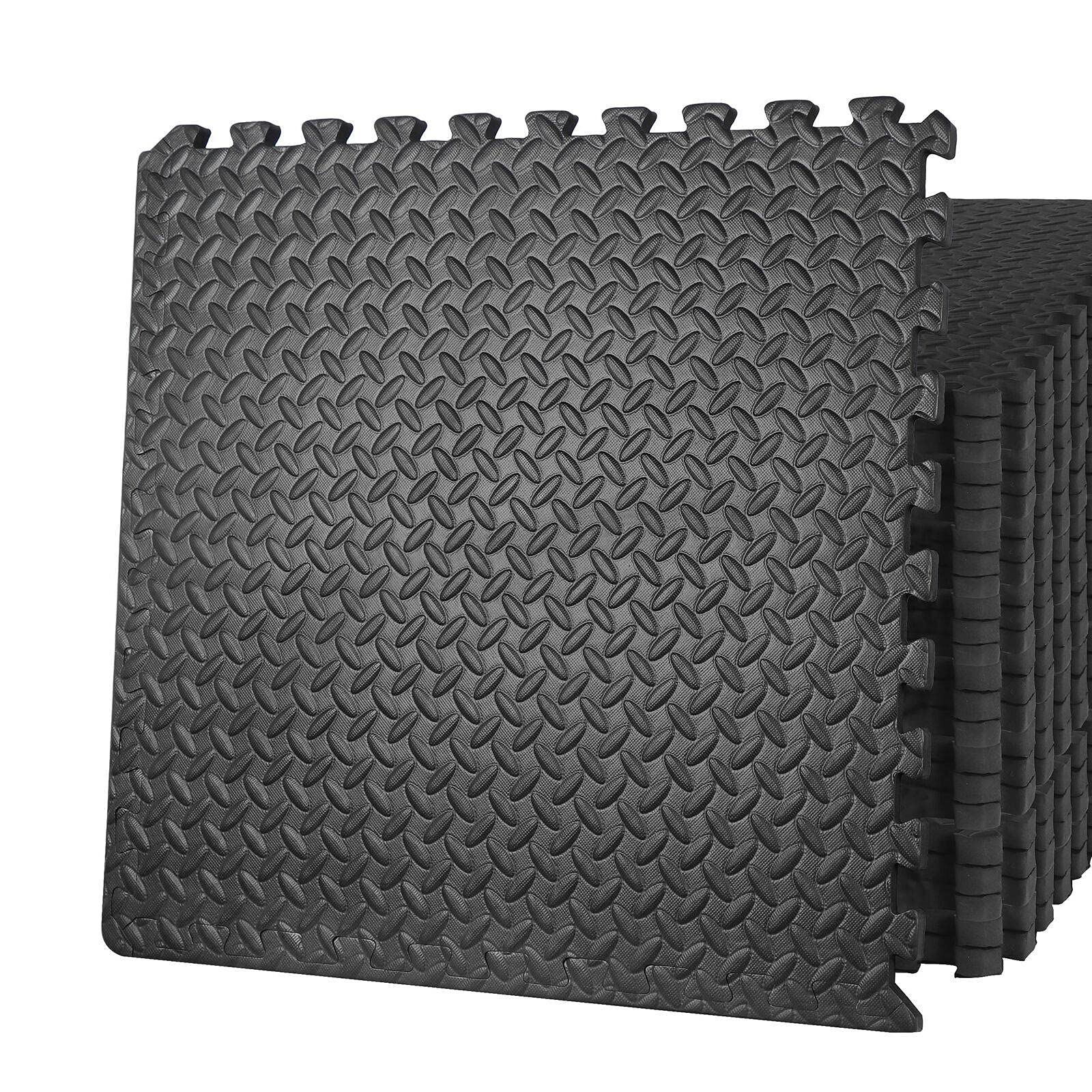 CompreDH Puzzle Exercise Mat - 96 Sq Ft, 48-Piece Interlocking Gym Floor Tiles for Home Workouts, Yoga, Gymnastics & Fitness Training - Non-Slip, Durable & Easy to Assemble