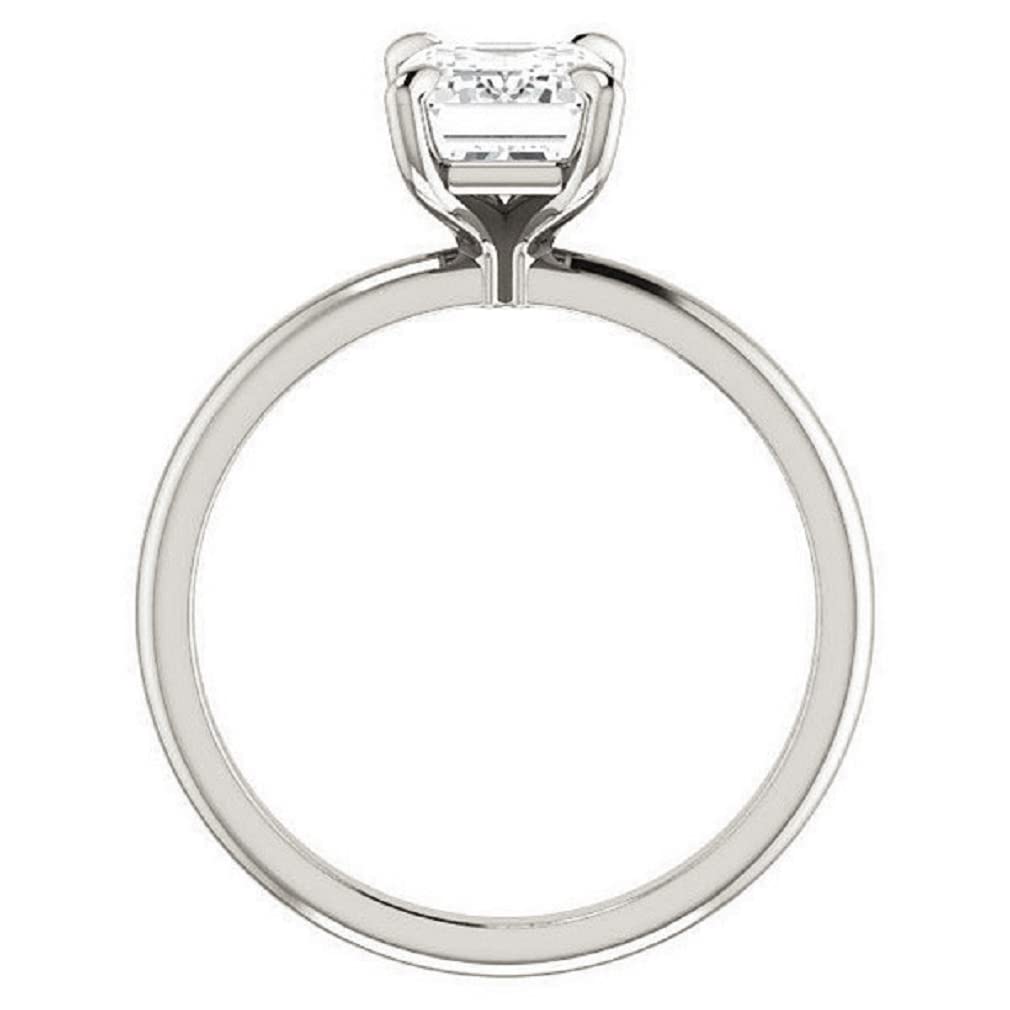 10K Solid White Gold Handmade Engagement Ring - 2.0 CT Emerald Cut Moissanite Diamond Solitaire Wedding Band Set for Women - Perfect for Proposals, Anniversaries & Bridal Jewelry Gifts