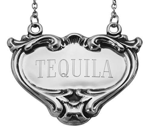 Premium Sterling Silver Tequila Decanter Label & Tag - Elegant Liquor Bottle Identifier for Home Bar, Gifts & Special Occasions