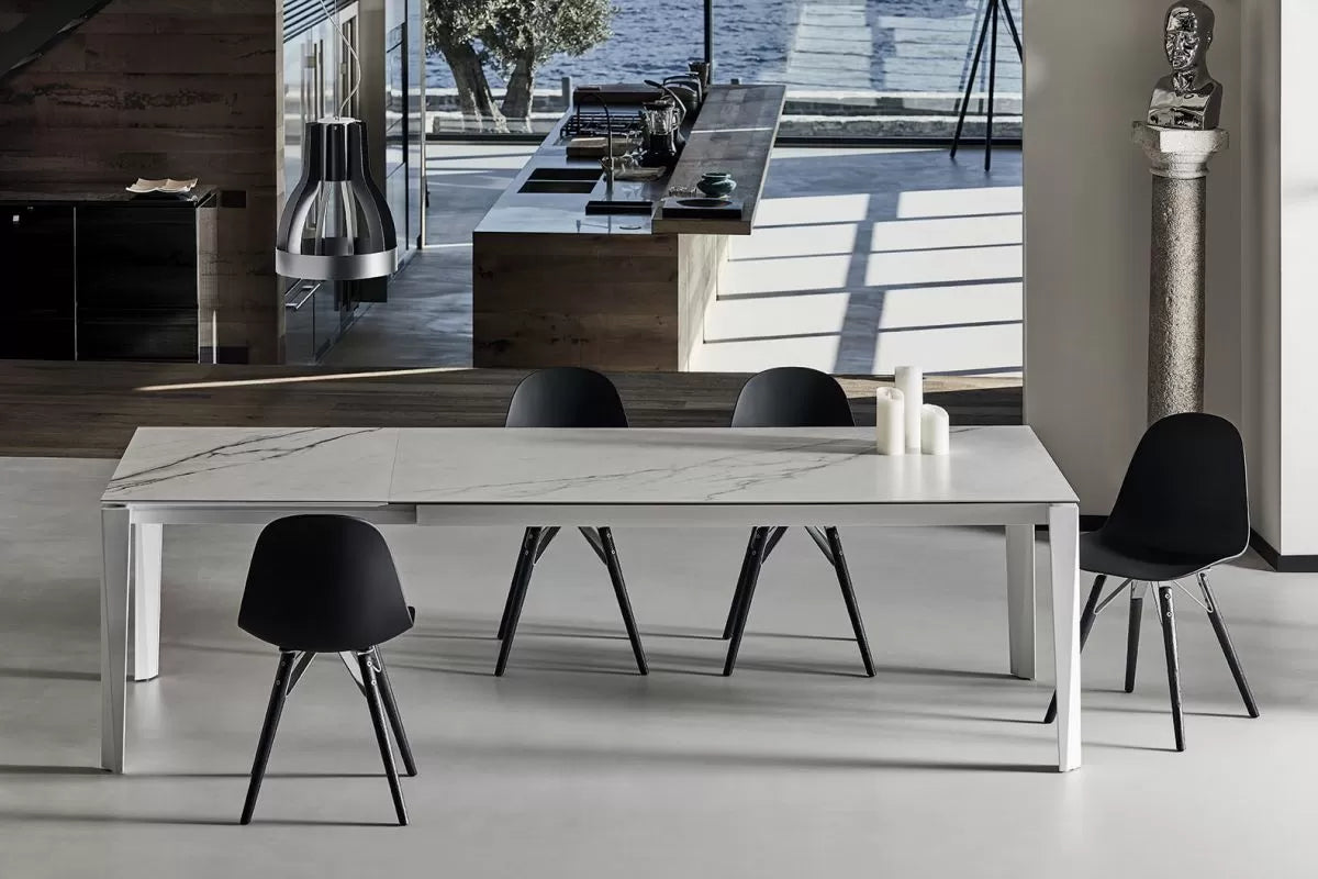 Extendable Marble & Ceramic Dining Table for Kitchen - Expandable Modern Dining Room Table for Small Spaces, Dinner Parties & Family Gatherings
