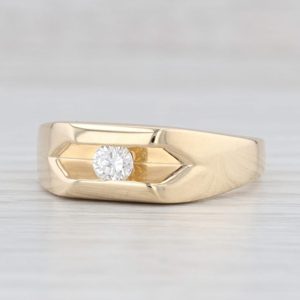 0.35 Carat Diamond Solitaire Ring 14k Yellow Gold Size 11.75 Men's Wedding Band - Perfect for Proposals, Anniversaries & Special Occasions