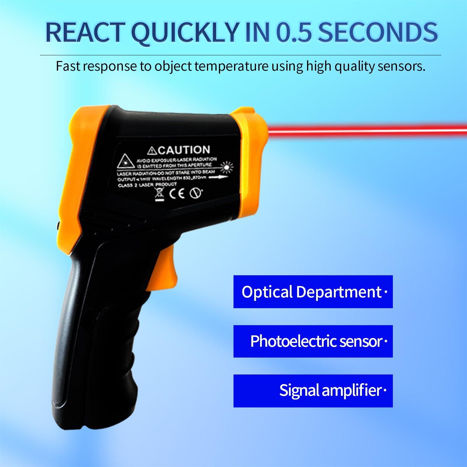 Non-Contact Infrared Thermometer Gun -58°F to 1112°F for Cooking, BBQ, Pizza Oven & Meat - Digital Laser Temperature Gun for Kitchen, Grilling, Baking & Food Safety (Not for Human Use)