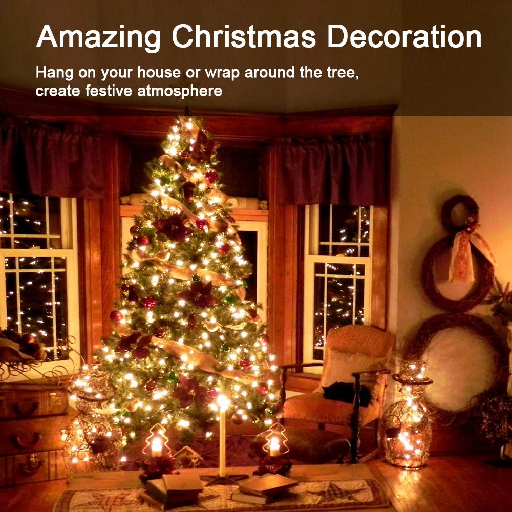 600 Count 139.2ft Brizled Connectable Christmas Lights - UL Certified 120V Incandescent Mini String Lights with White Wire & Warm White Glow | Perfect for Christmas Tree, Wedding, Bedroom, Porch, and Holiday Decorations