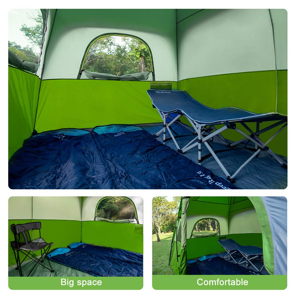 CAMPROS 6/8-Person Waterproof Windproof Family Camping Tent with Top Rainfly - 4 Large Mesh Windows, Double Layer Design for All Seasons - Easy Setup & Portable with Carry Bag - Perfect for Family Camping Trips, Hiking Adventures & Outdoor Festivals