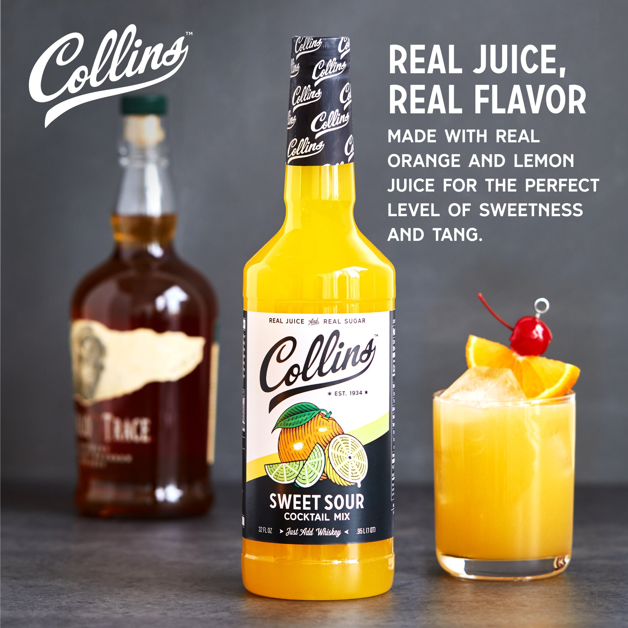 Sweet & Sour Cocktail Mix 32 oz - Premium Bar Mix for Margaritas, Whiskey Sours & More - Perfect for Home Bars, Parties & Mixology Enthusiasts
