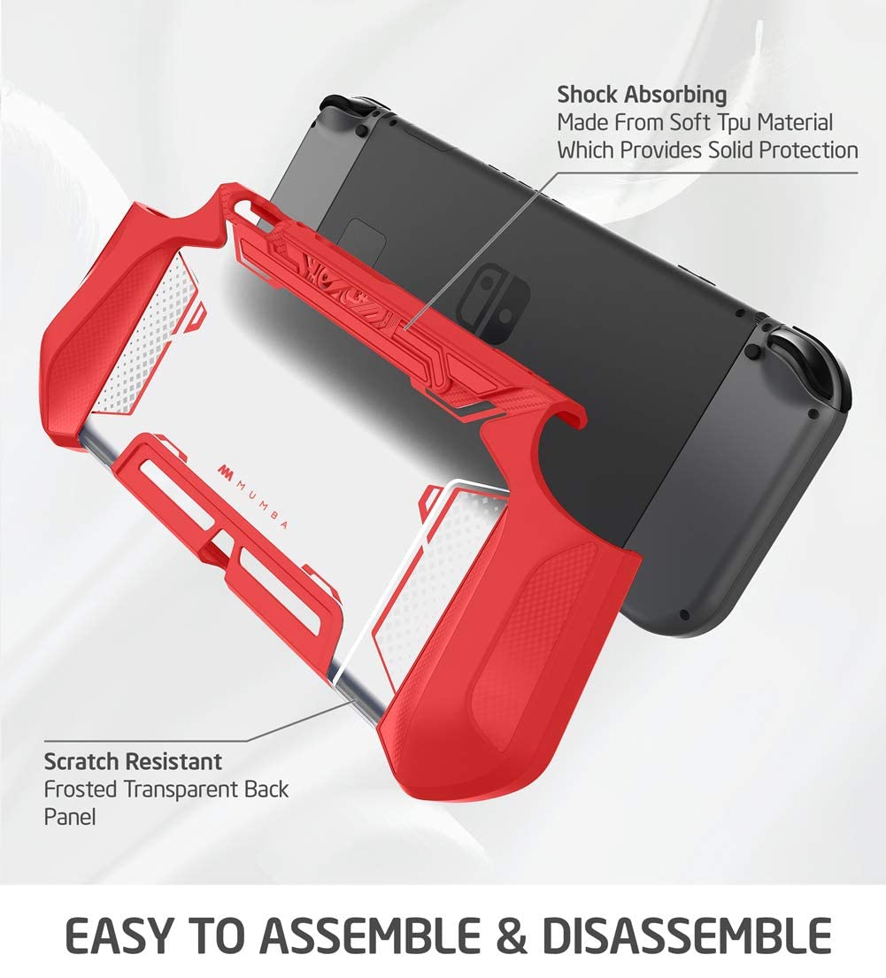 Mumba Protective Case for Nintendo Switch [Blade] - Ergonomic TPU Grip Cover Compatible with Nintendo Switch Console & Joy-Con Controllers (Red) - Perfect for Gaming, Travel, and Handheld Play