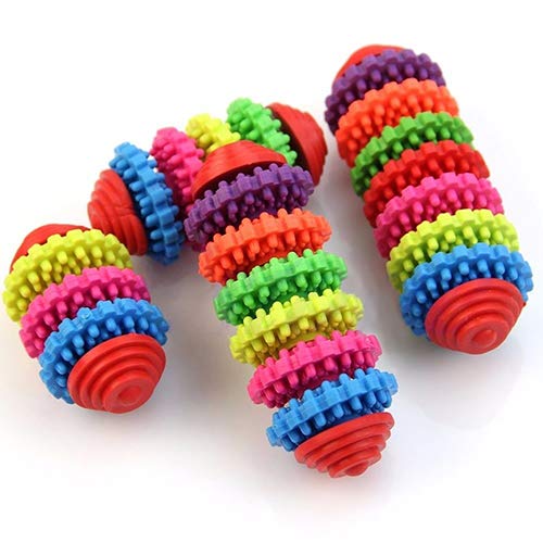 Durable Rubber Chew Toy Roller for Dogs & Puppies - Colorful Dental Teething Toy for Healthy Teeth & Gums - Perfect for Aggressive Chewers, Puppy Teething Relief & Interactive Playtime