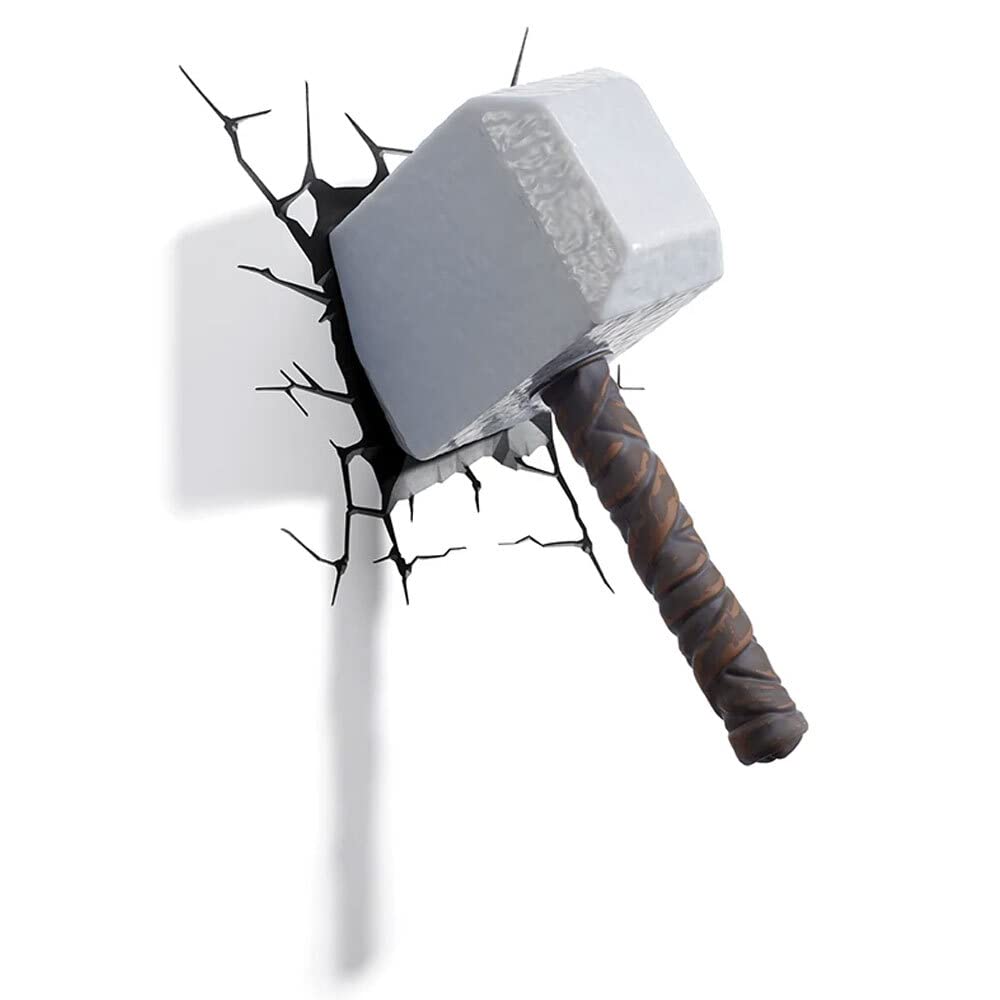 3D LED Night Light - Thor's Hammer Mjolnir from Marvel Avengers, Multicolor Changing Lights, 10x15x26cm - Perfect for Bedroom, Game Room & Superhero Decor
