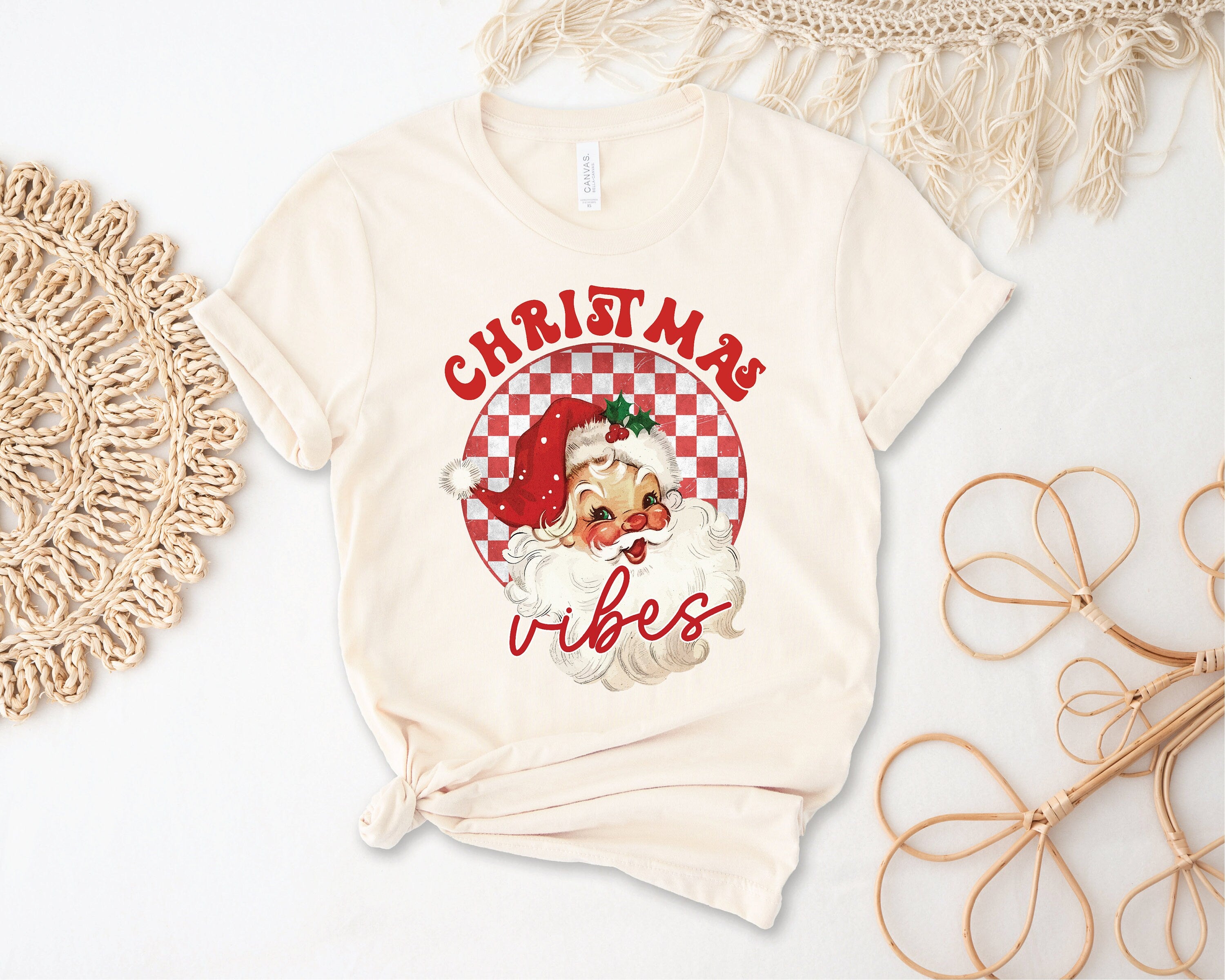 Festive Christmas Vibes T-Shirt - Red Holiday Graphic Tee for Men & Women - Perfect for Xmas Parties, Family Gatherings & Ugly Sweater Contests