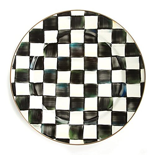 MacKenzie-Childs Courtly Check Enamel Charger Plate 12 Inch - Elegant Dinnerware for Formal Dining & Holiday Entertaining