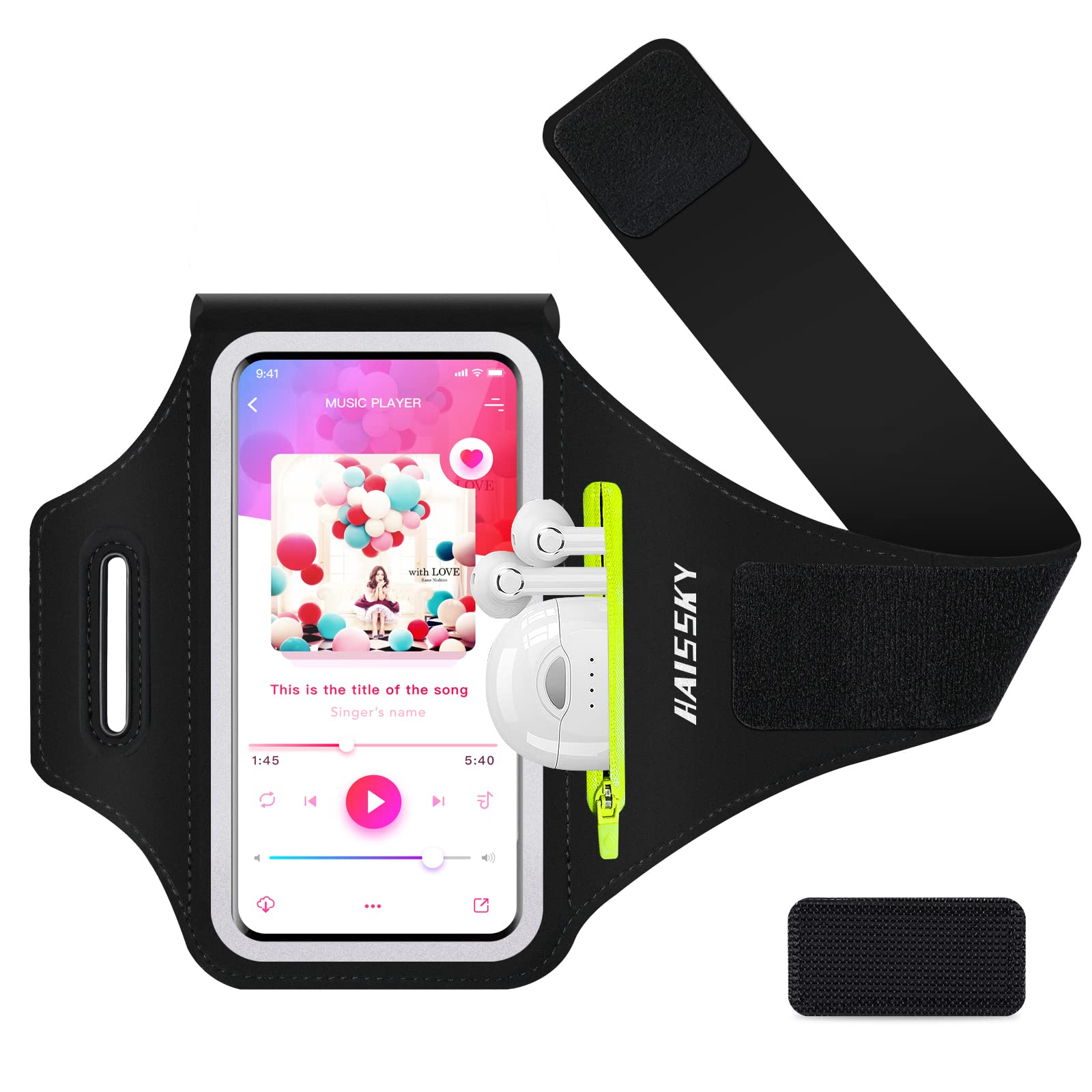 Running Phone Armband with Zipper Pocket - Water Resistant Sports Arm Band for iPhone 16/15/12/11 Pro & Galaxy S24/S20 (Fits Up to 6.7