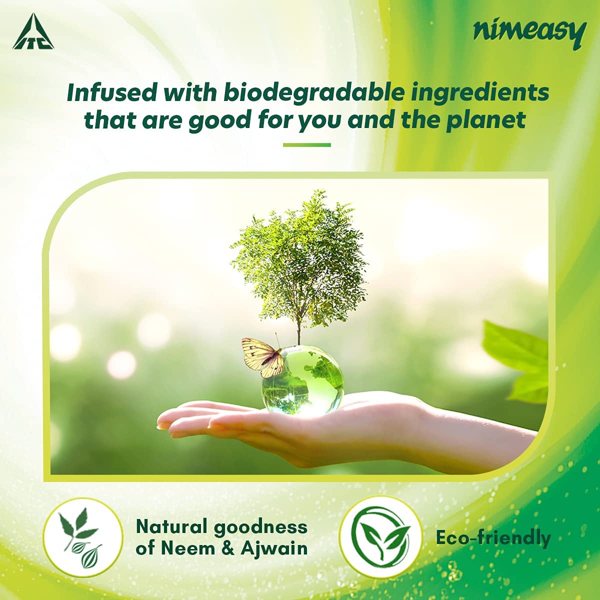 Nimeasy Natural Disinfectant & Power Cleaner Spray - 450ml Kitchen & Utensil Cleaner with 99.9% Germ Protection | Safe for Food Surfaces, Countertops, Cutting Boards | Eco-Friendly Cleaning Solution for Home & Restaurant Use