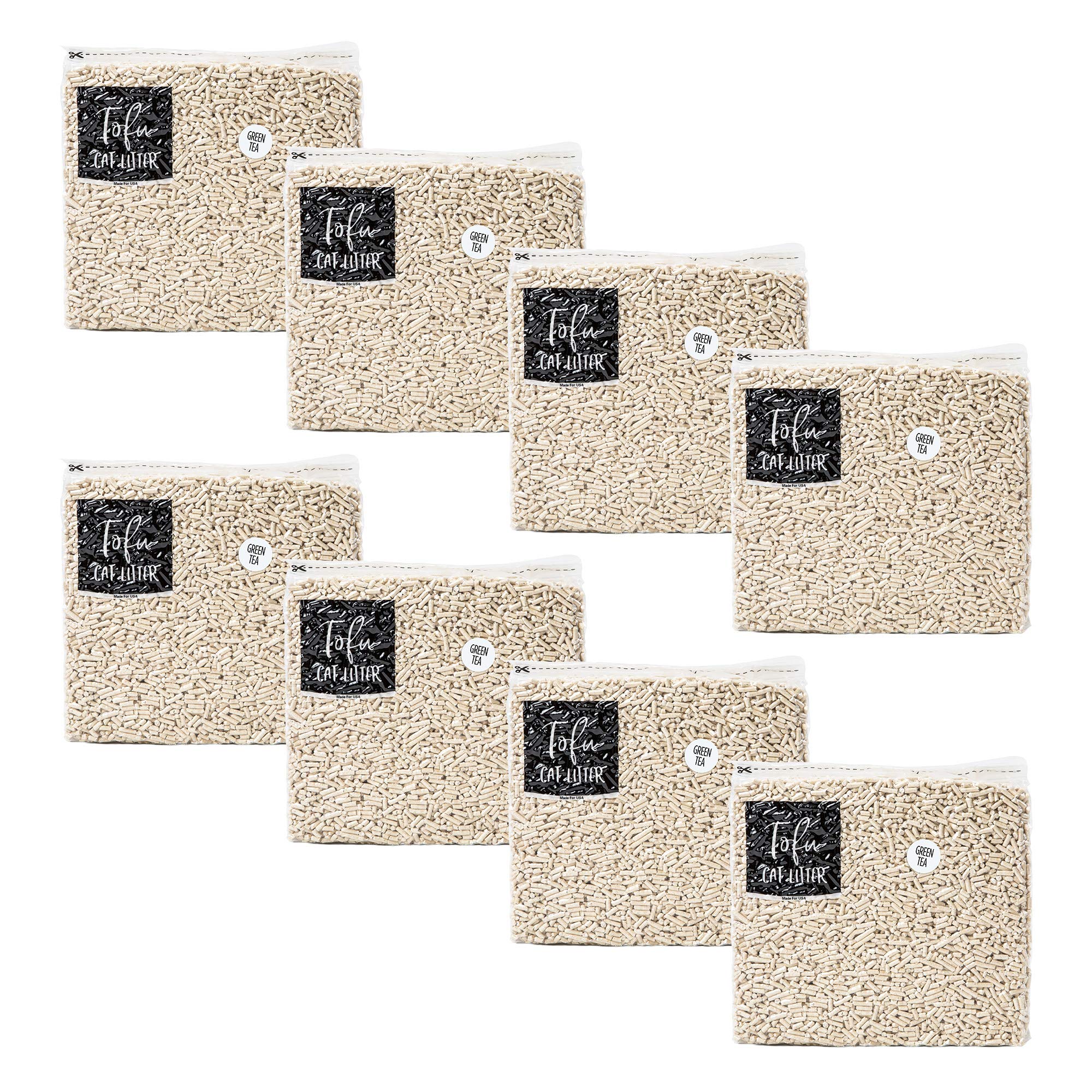 Natural Paw Tofu Cat Litter - 36lb Lightweight Clumping Litter (8 Pack) | 99.9% Dust Free, Odor Control, Super Absorbing | Silica-Free & Flushable | Green Tea Scent for Multi-Cat Homes | Perfect for Small Spaces & Eco-Conscious Pet Owners