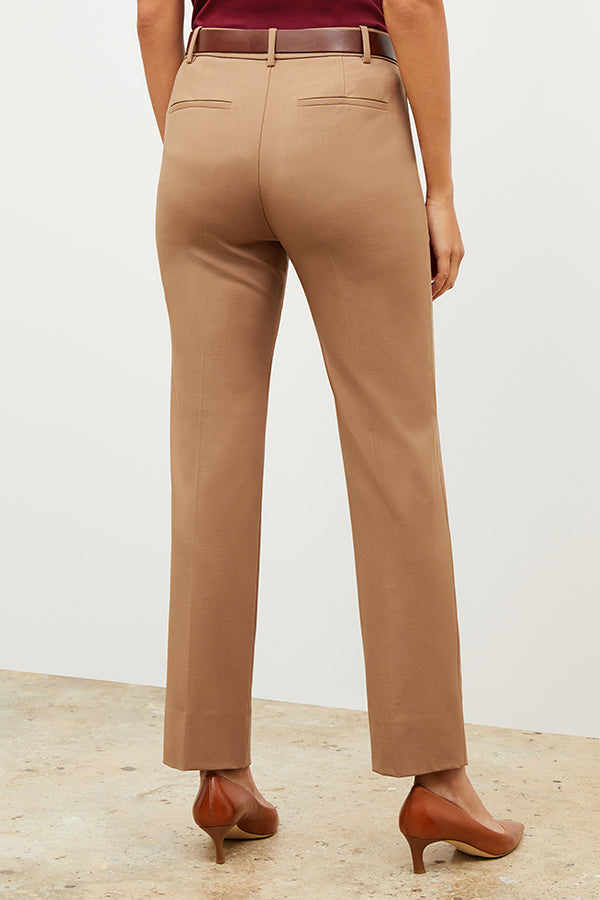 Smith Straight Trouser Washable Wool Twill Pants for Men - Comfortable Office & Business Casual Wear in Camel Color